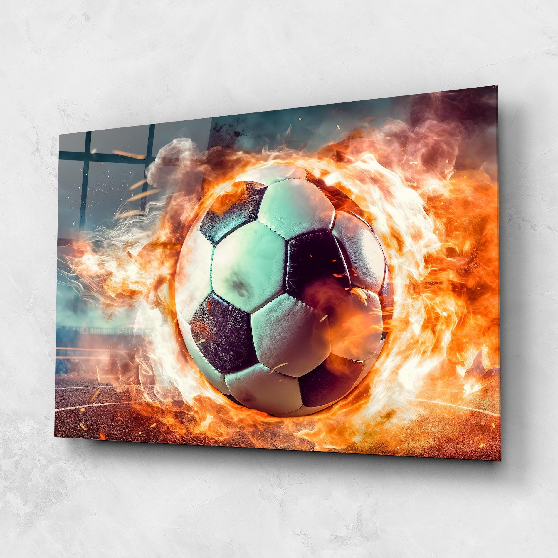Tablou Sticla Football Explosion mockup 1