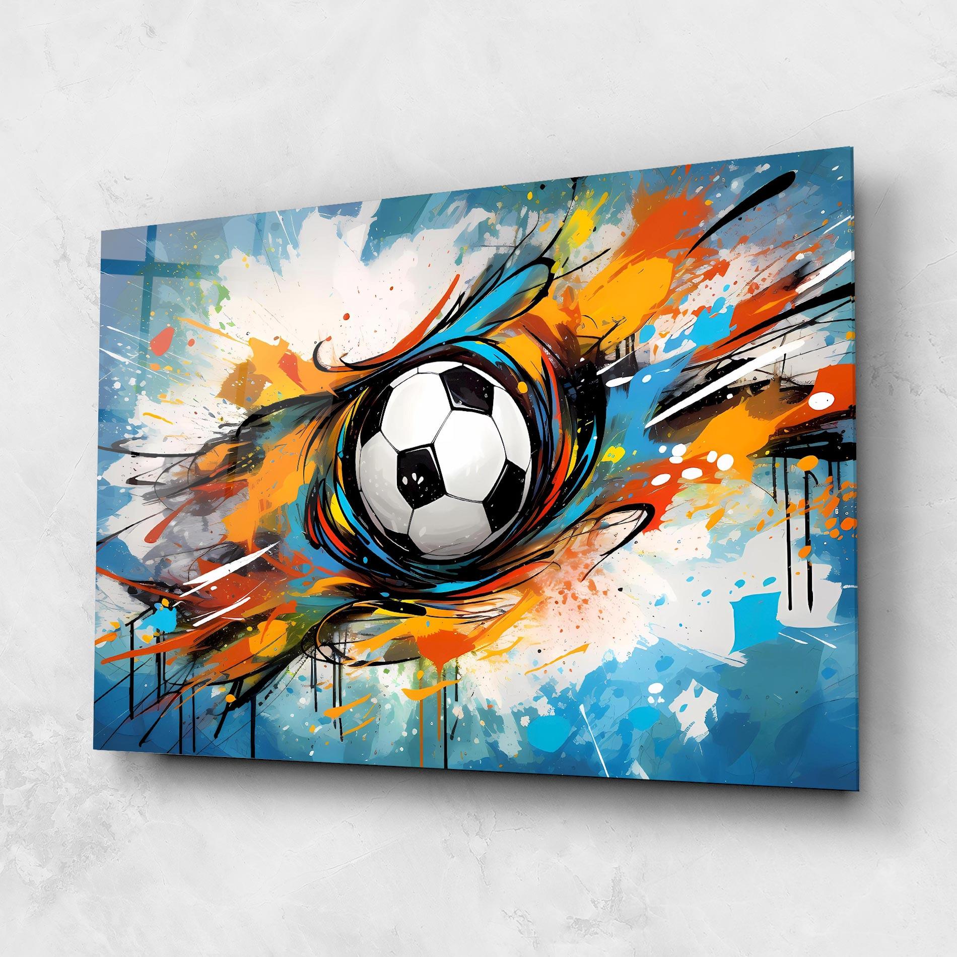 Tablou Sticla Football Flight Graffiti mockup 1