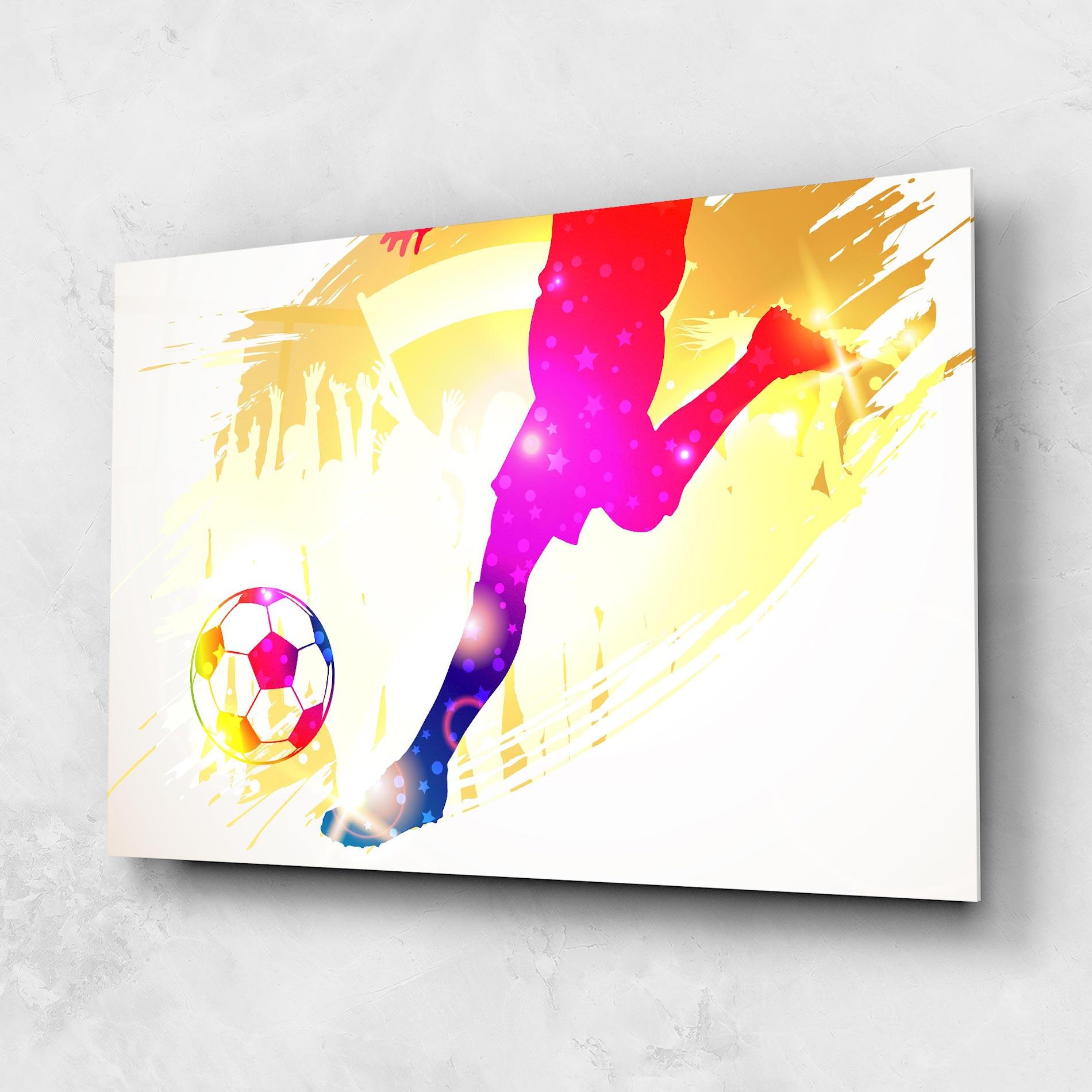 Tablou Sticla Football Gold Art mockup 1