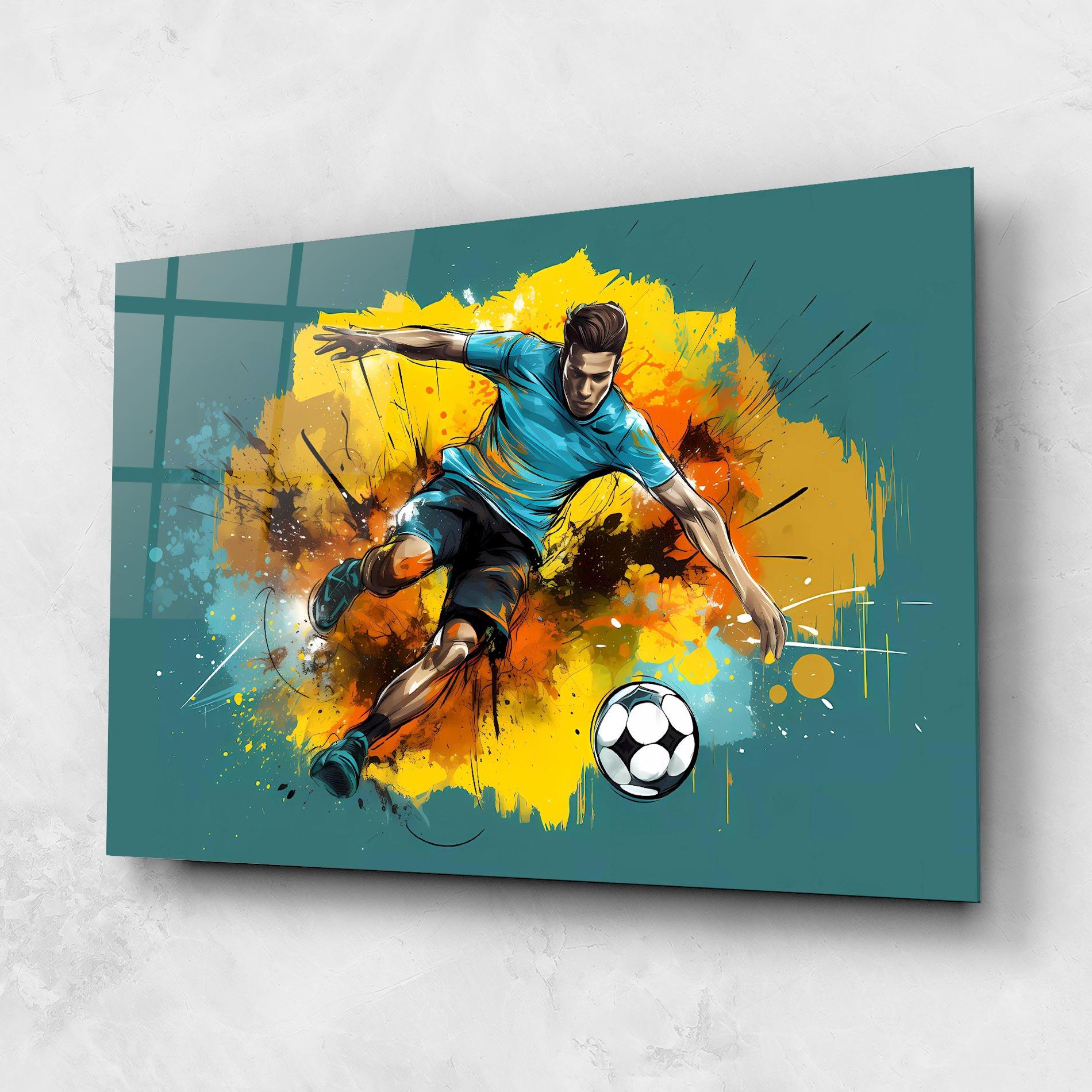 Tablou Sticla Football Player Painting mockup 1