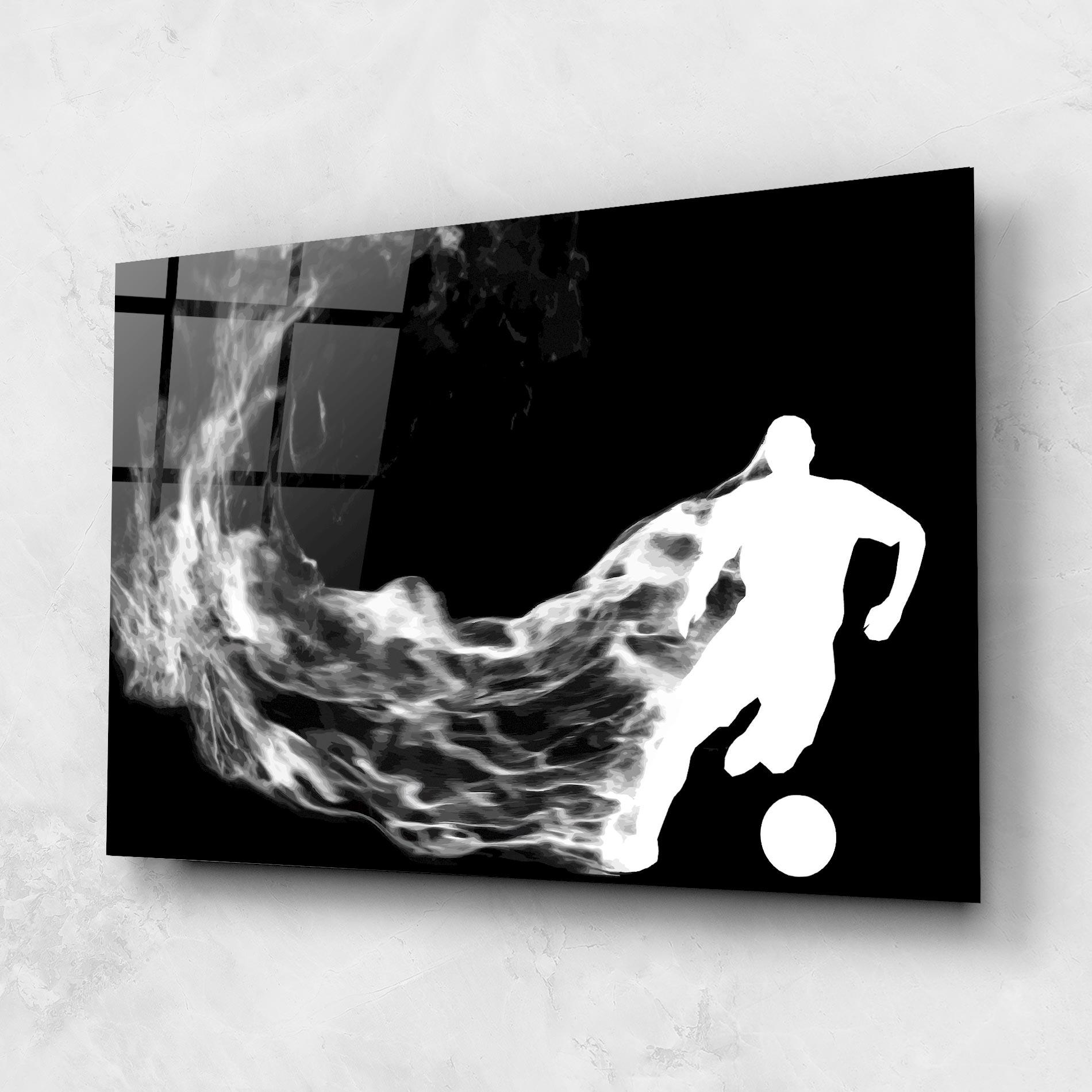 Tablou Sticla Football White Smoke mockup 1