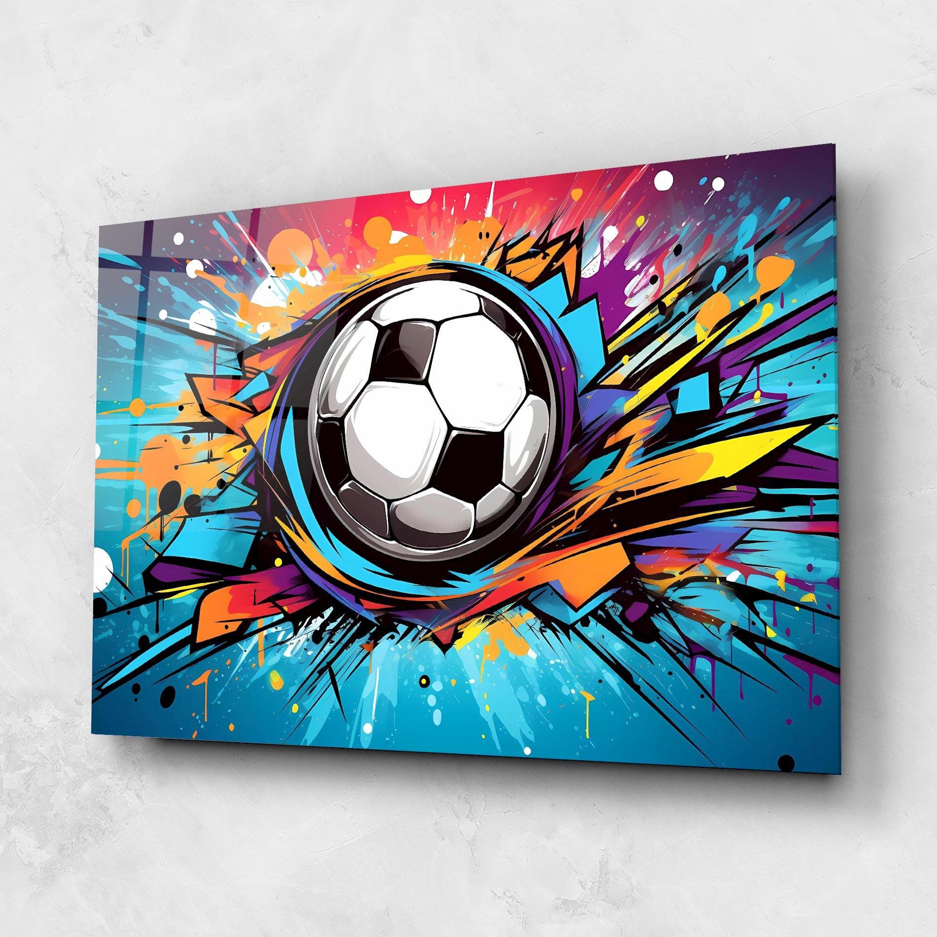 Tablou Sticla Graffiti Football Flight mockup 1