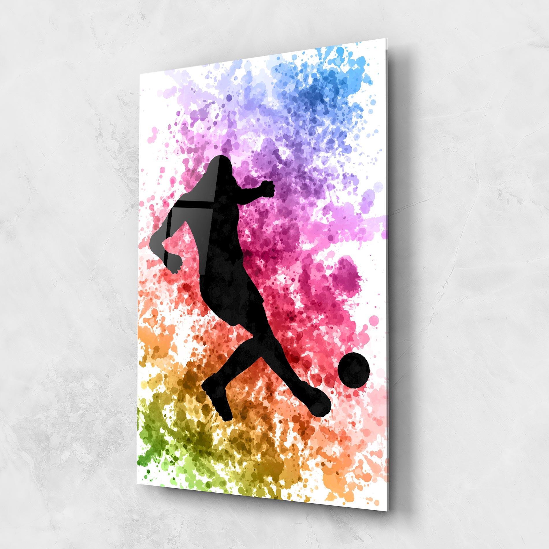 Tablou Sticla Colorful Art Football mockup 1