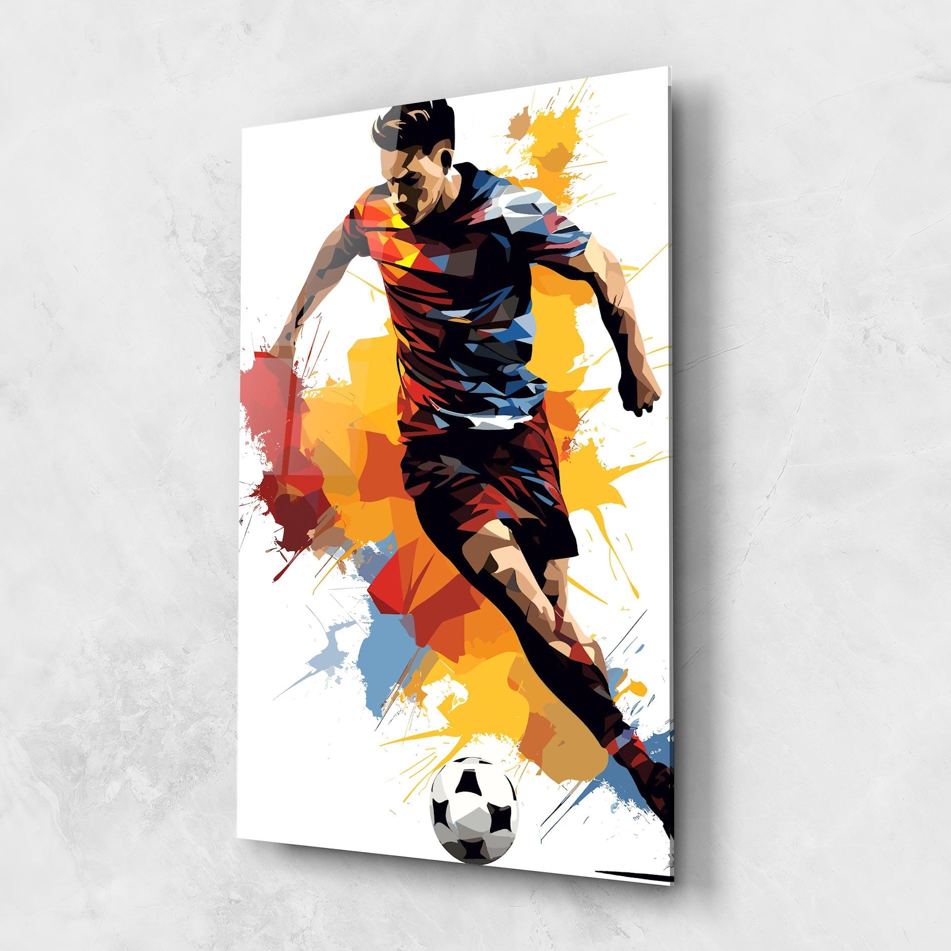 Tablou Sticla Yellow Paint Football mockup 1