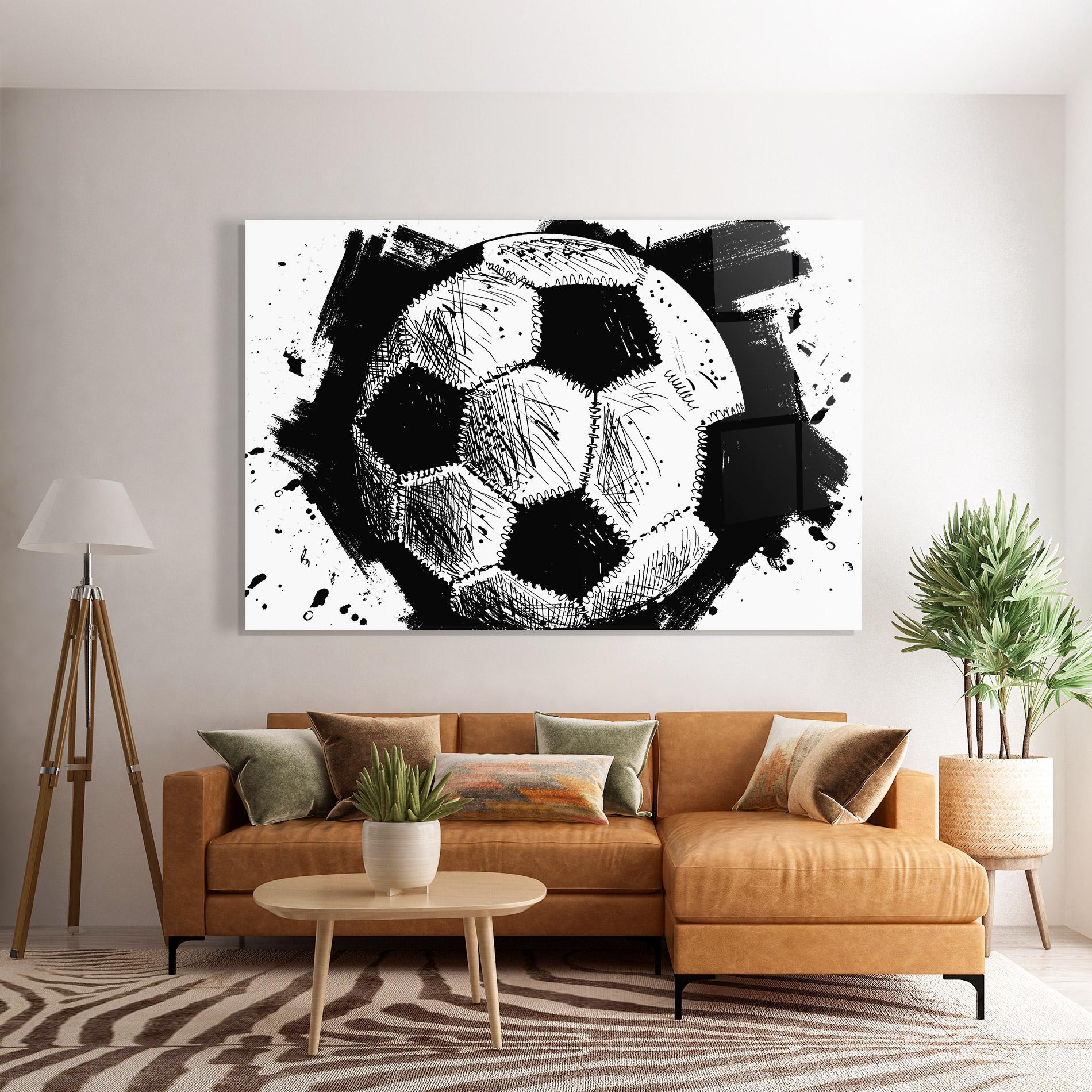 Tablou Sticla Black Line Football mockup 7