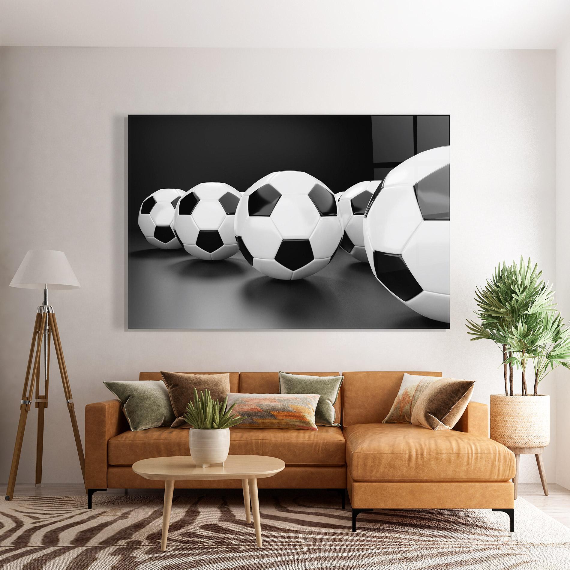 Tablou Sticla Black White Football mockup 7