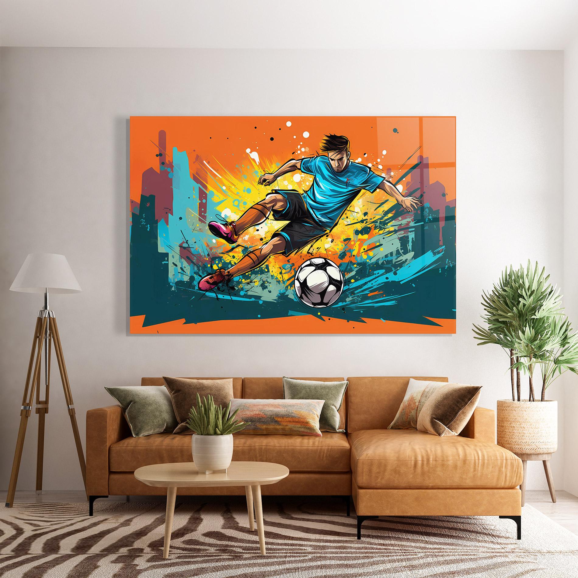 Tablou Sticla Blue Tshirt Football mockup 7