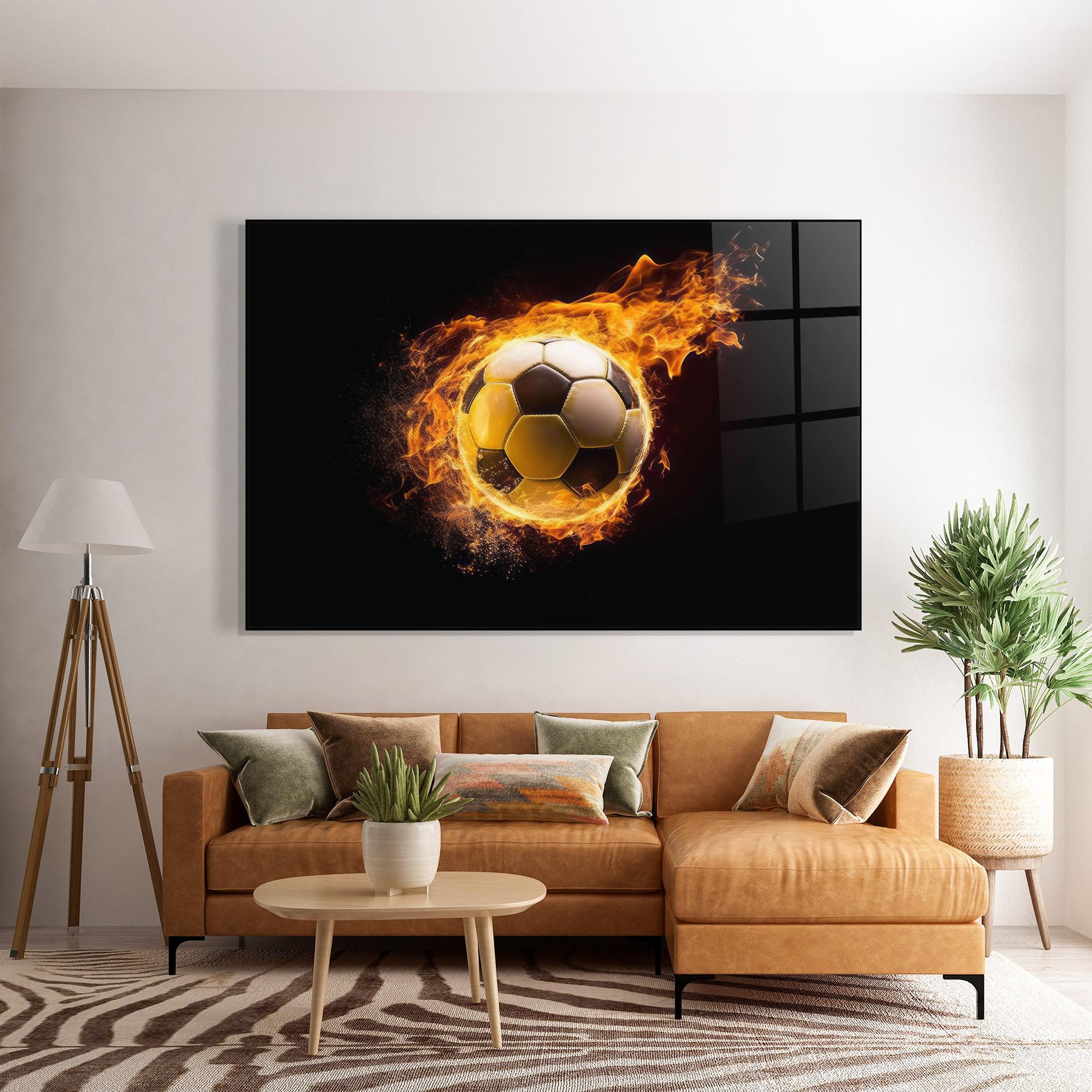Tablou Sticla Fire Football mockup 7