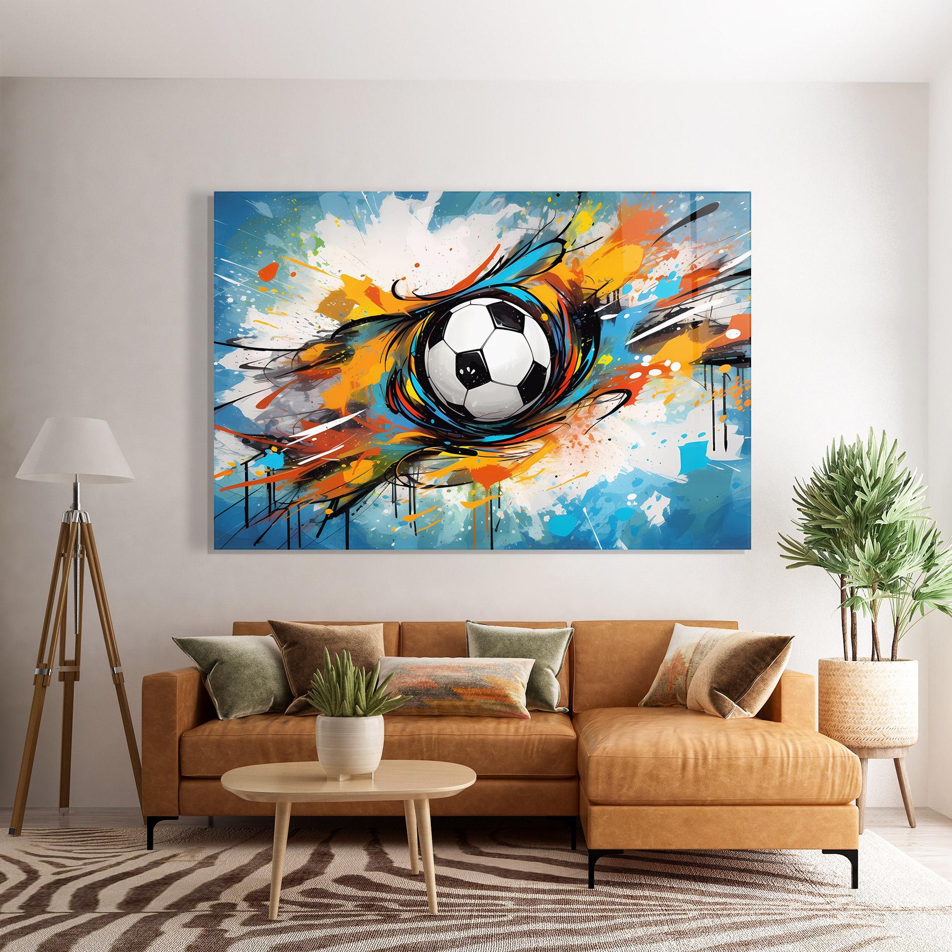 Tablou Sticla Football Flight Graffiti mockup 7
