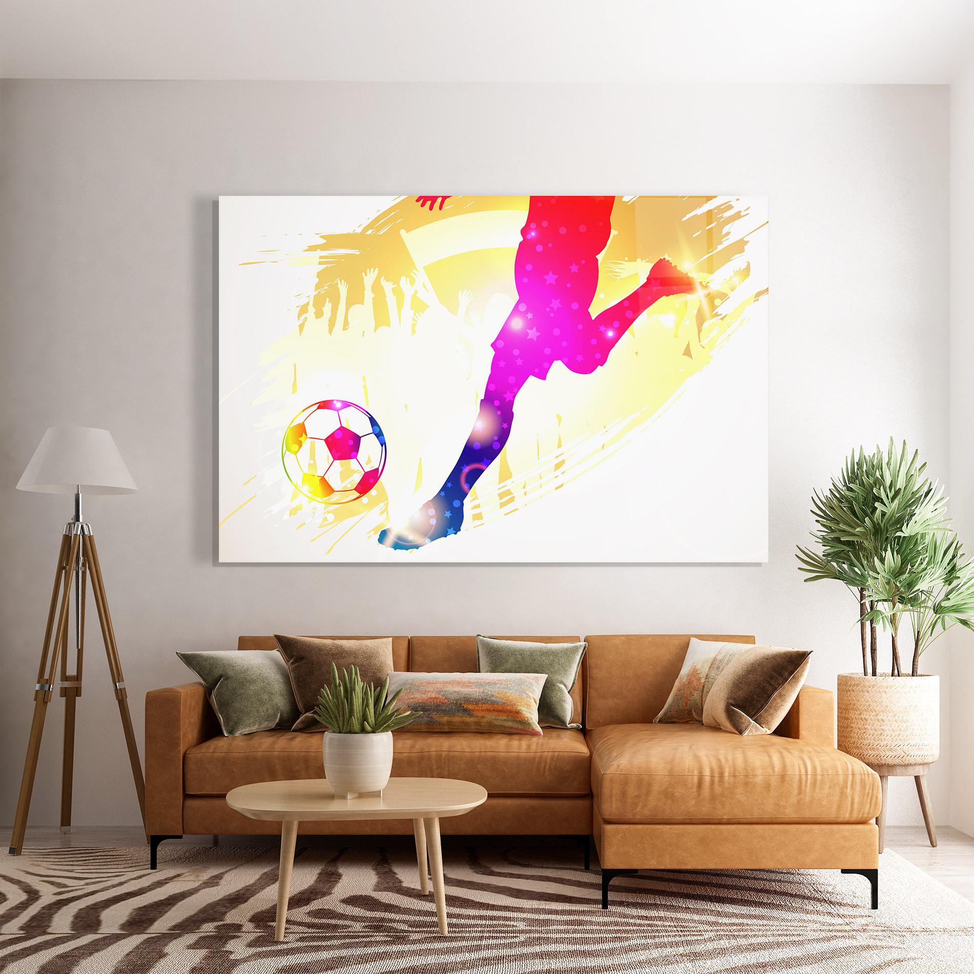 Tablou Sticla Football Gold Art mockup 7