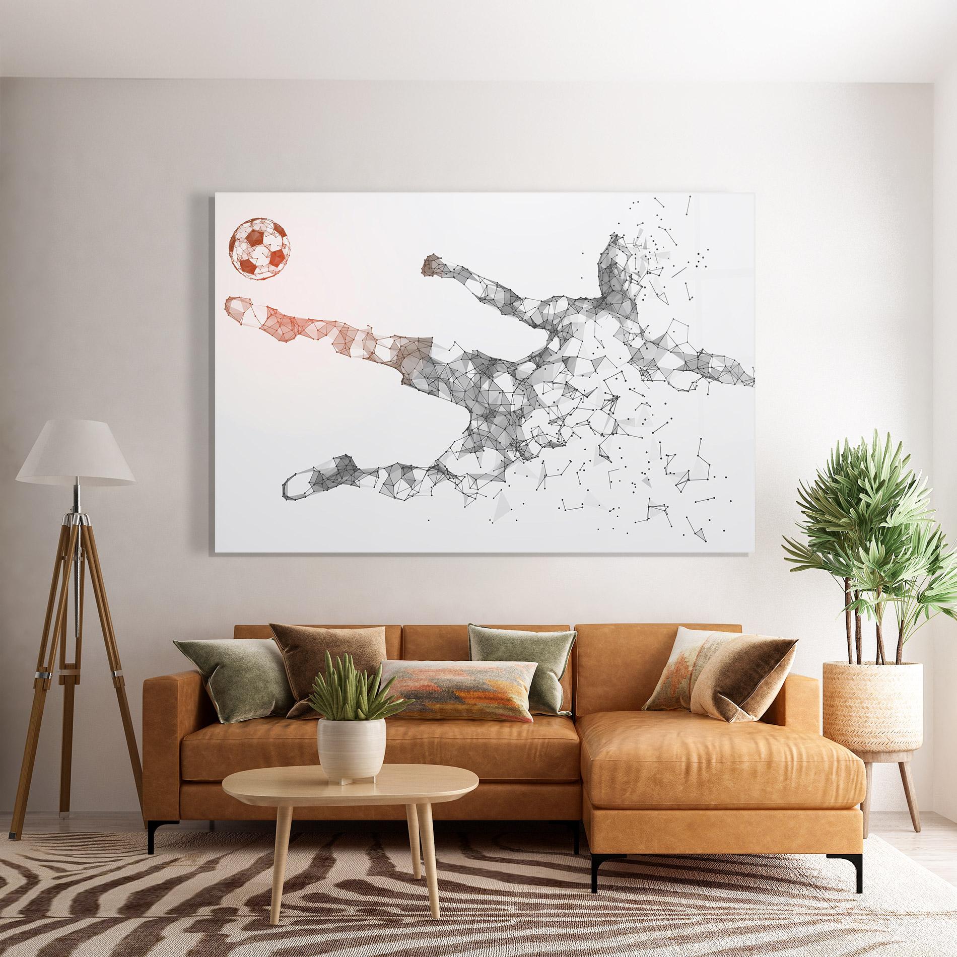 Tablou Sticla Football Orange Ball mockup 7