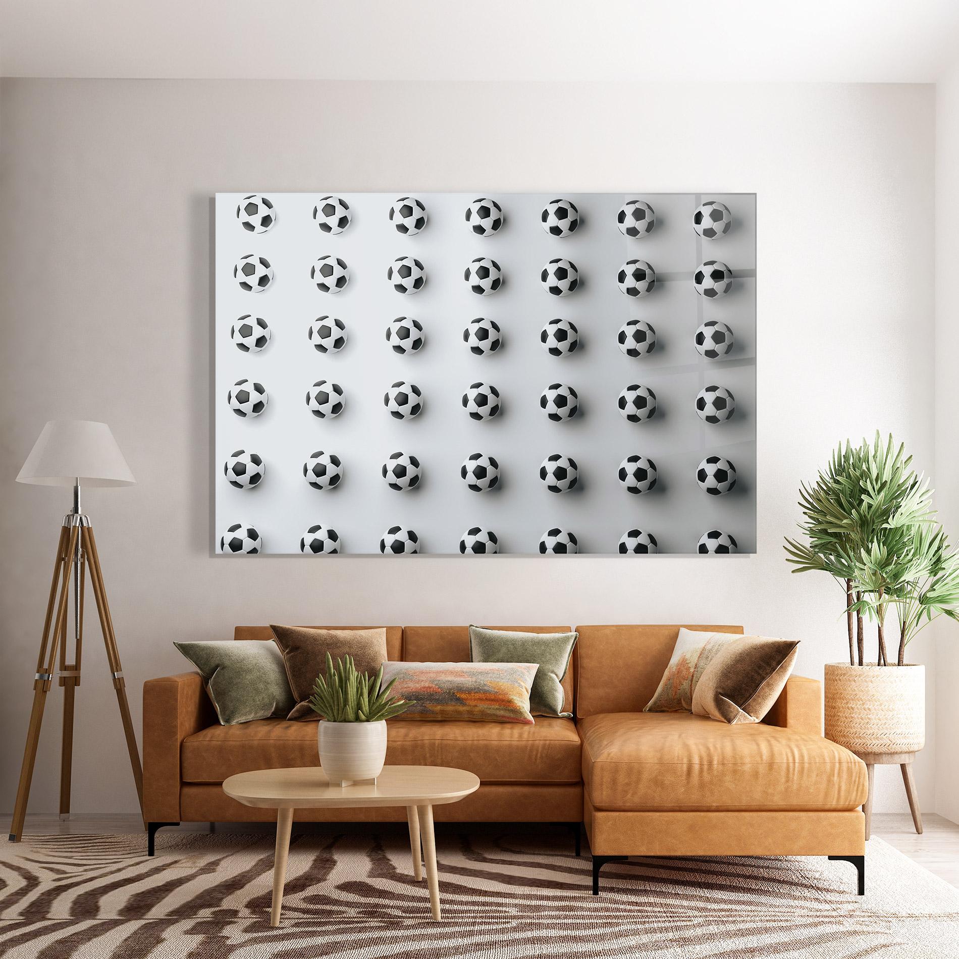 Tablou Sticla Football Pattern mockup 7