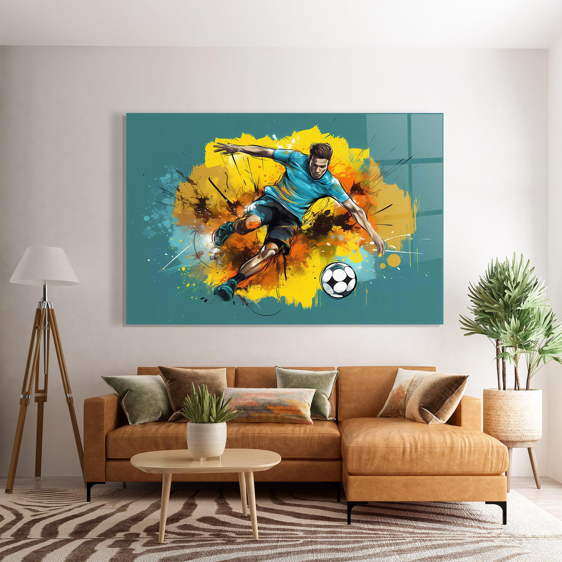 Tablou Sticla Football Player Painting mockup 7