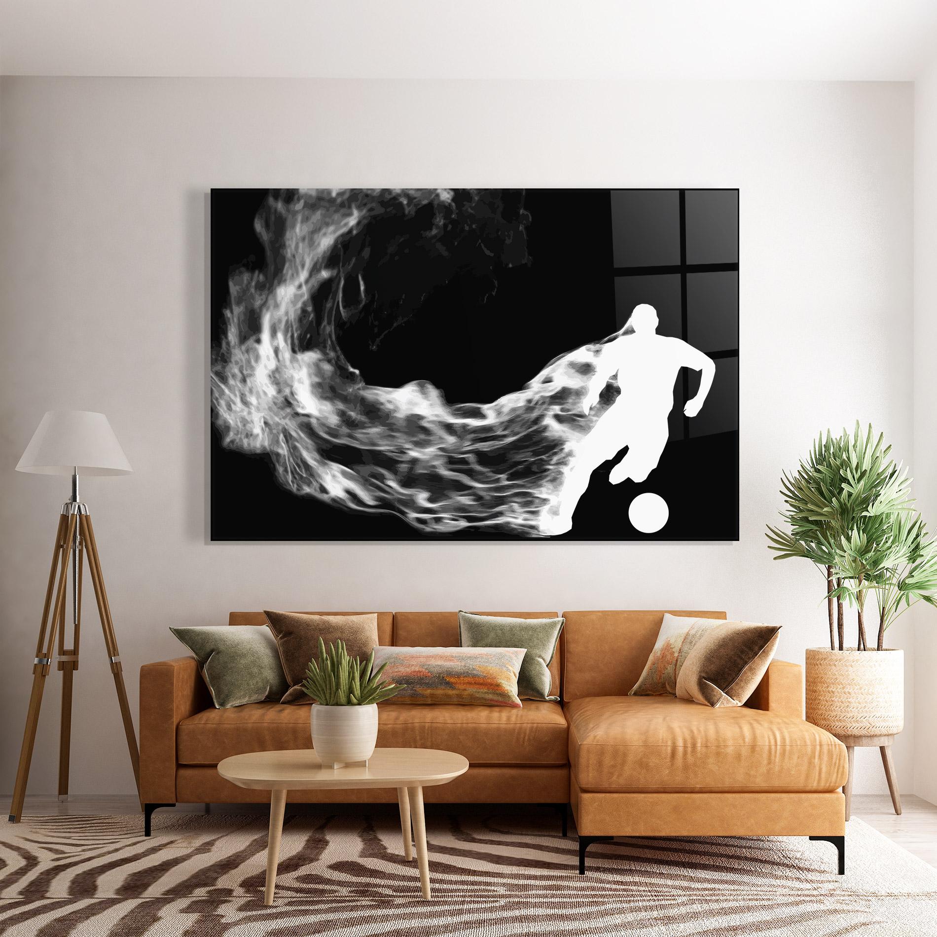 Tablou Sticla Football White Smoke mockup 7