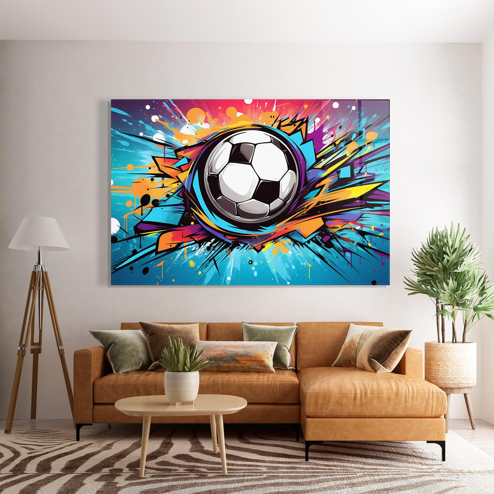 Tablou Sticla Graffiti Football Flight mockup 7