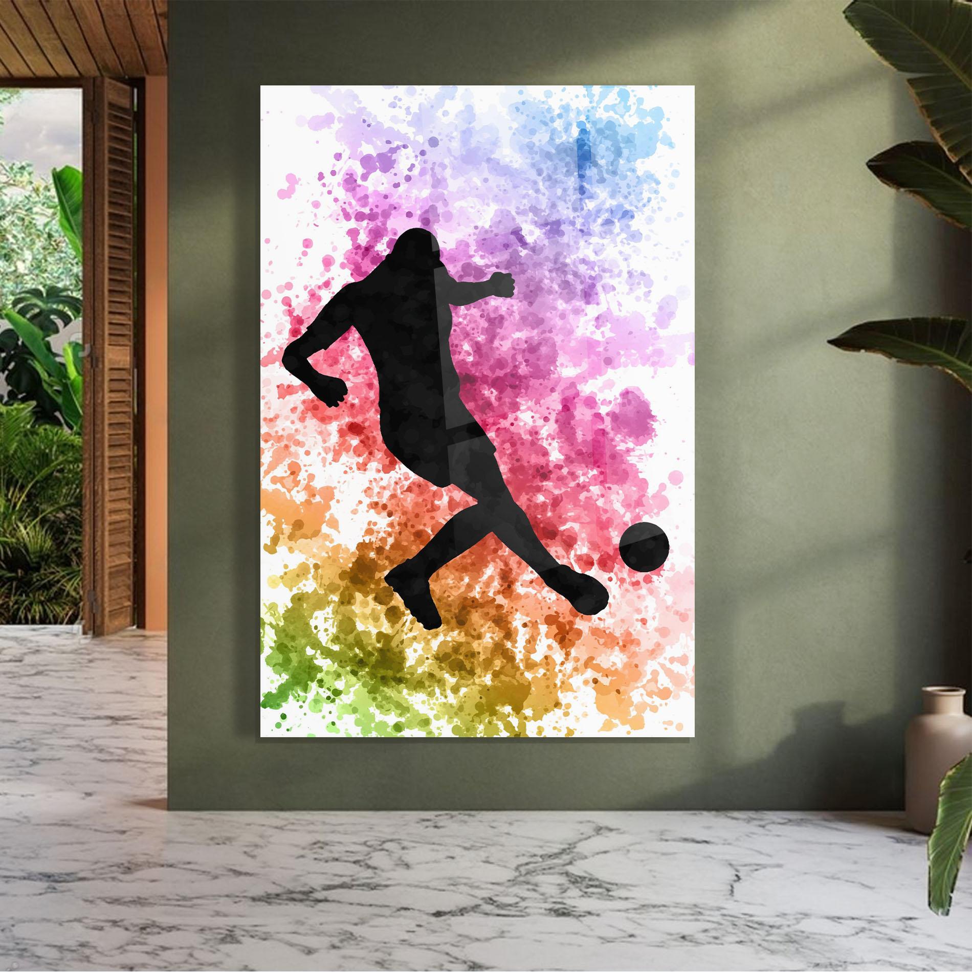 Tablou Sticla Colorful Art Football mockup 7
