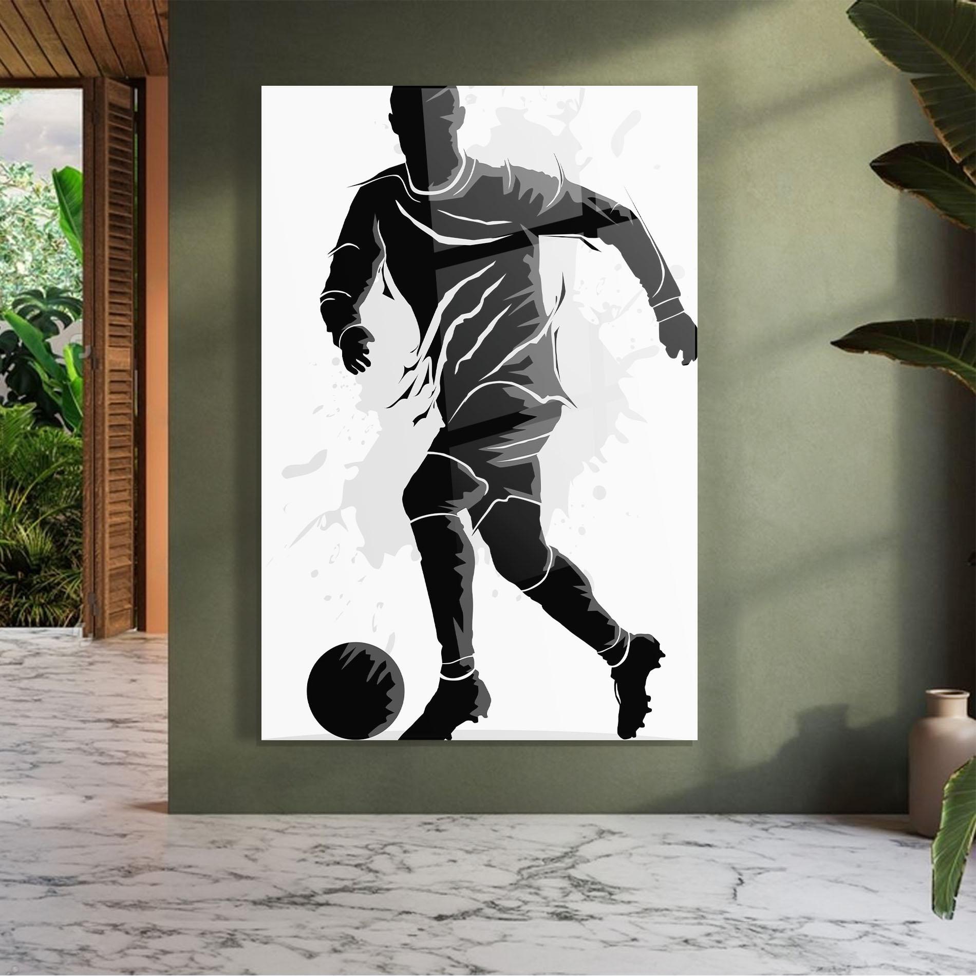 Tablou Sticla Football Shadow mockup 7