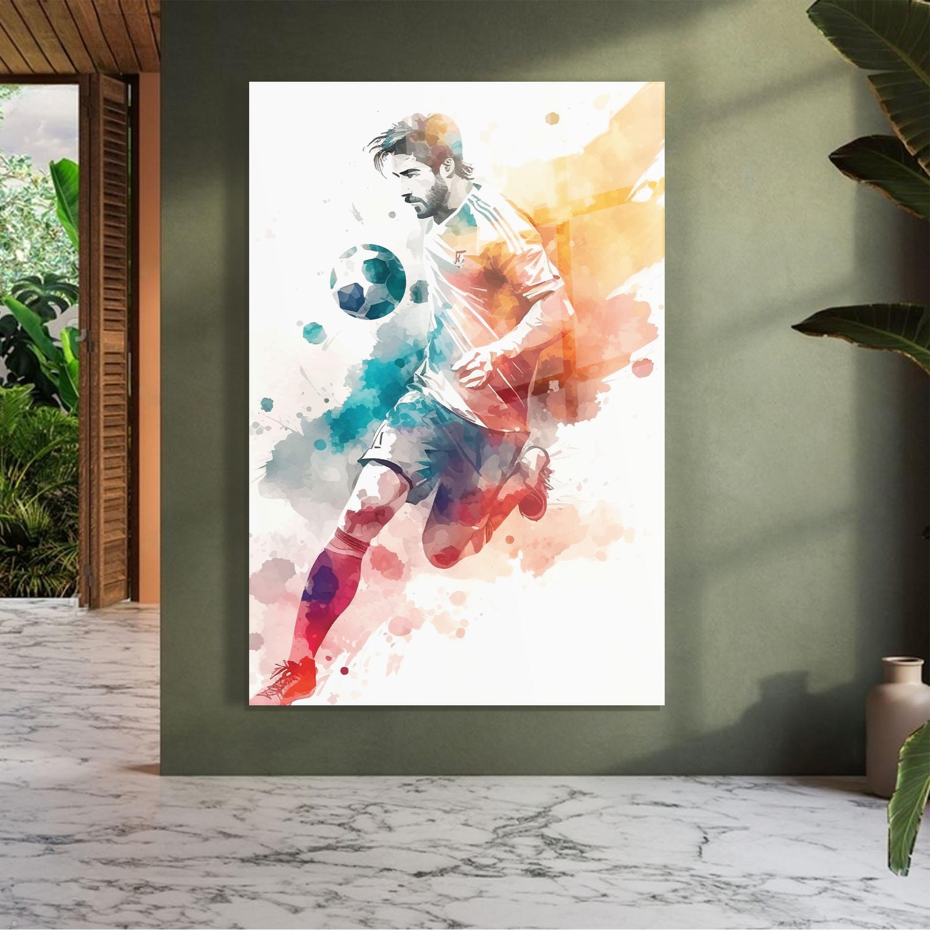 Tablou Sticla Football Watercolor mockup 7