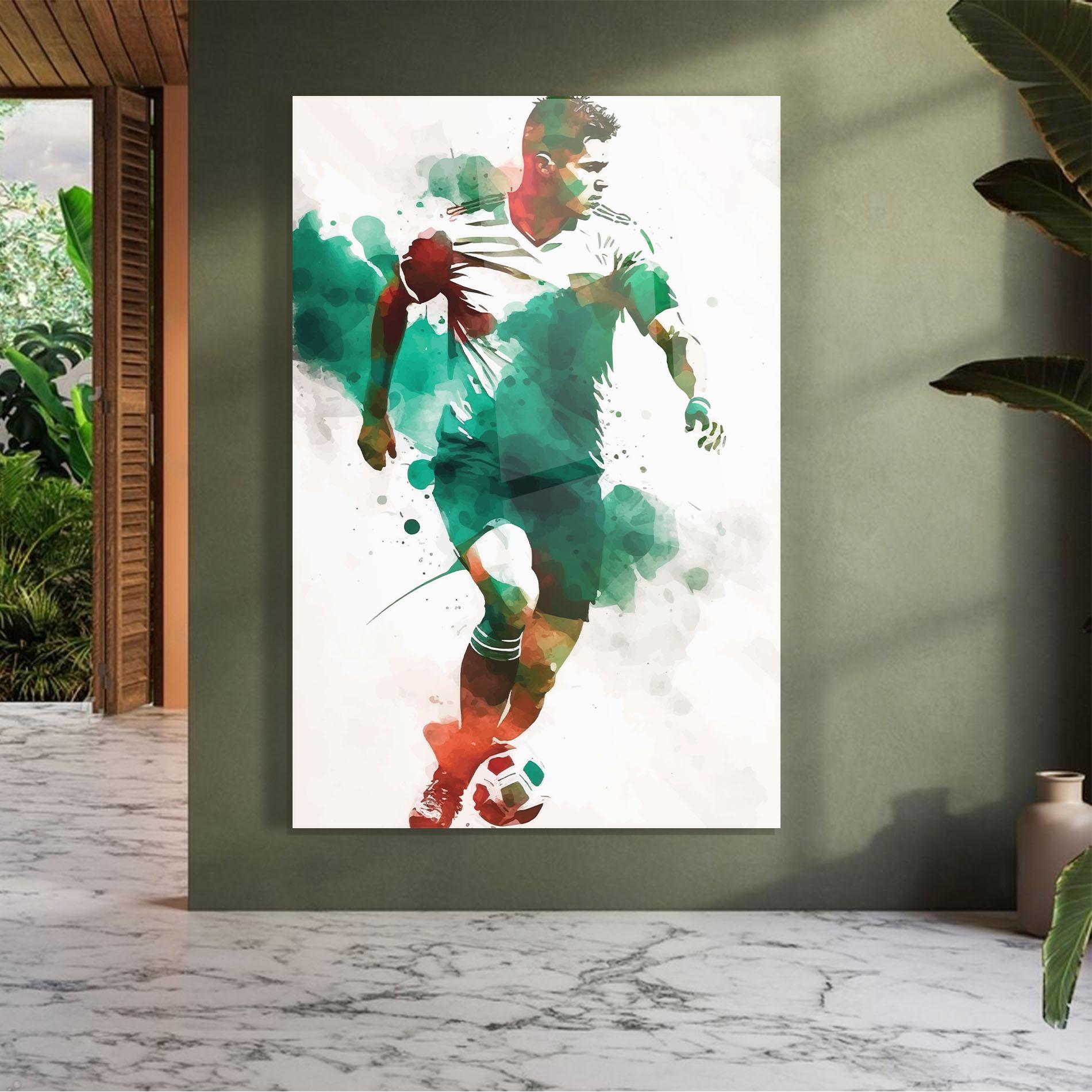 Tablou Sticla Green Football mockup 7