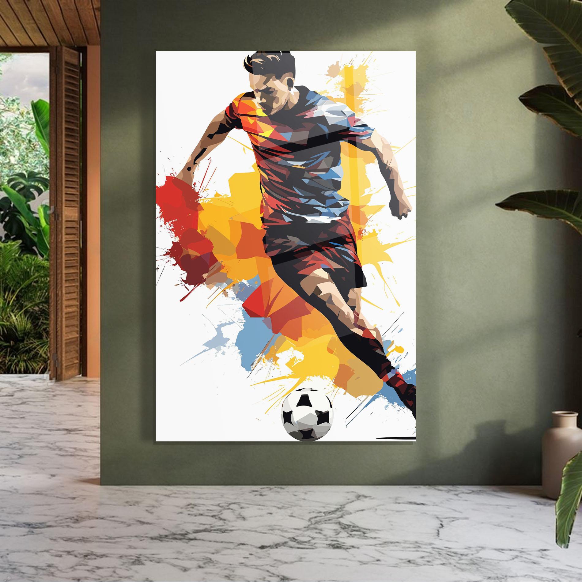 Tablou Sticla Yellow Paint Football mockup 7