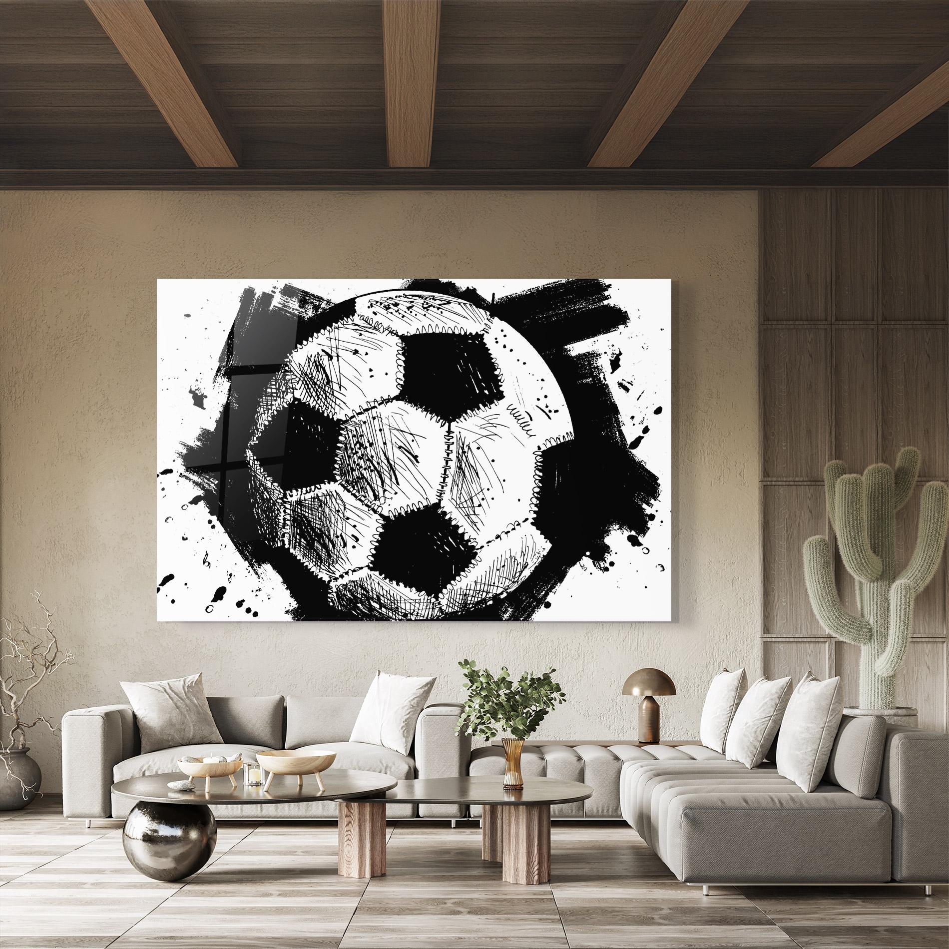 Tablou Sticla Black Line Football mockup 8