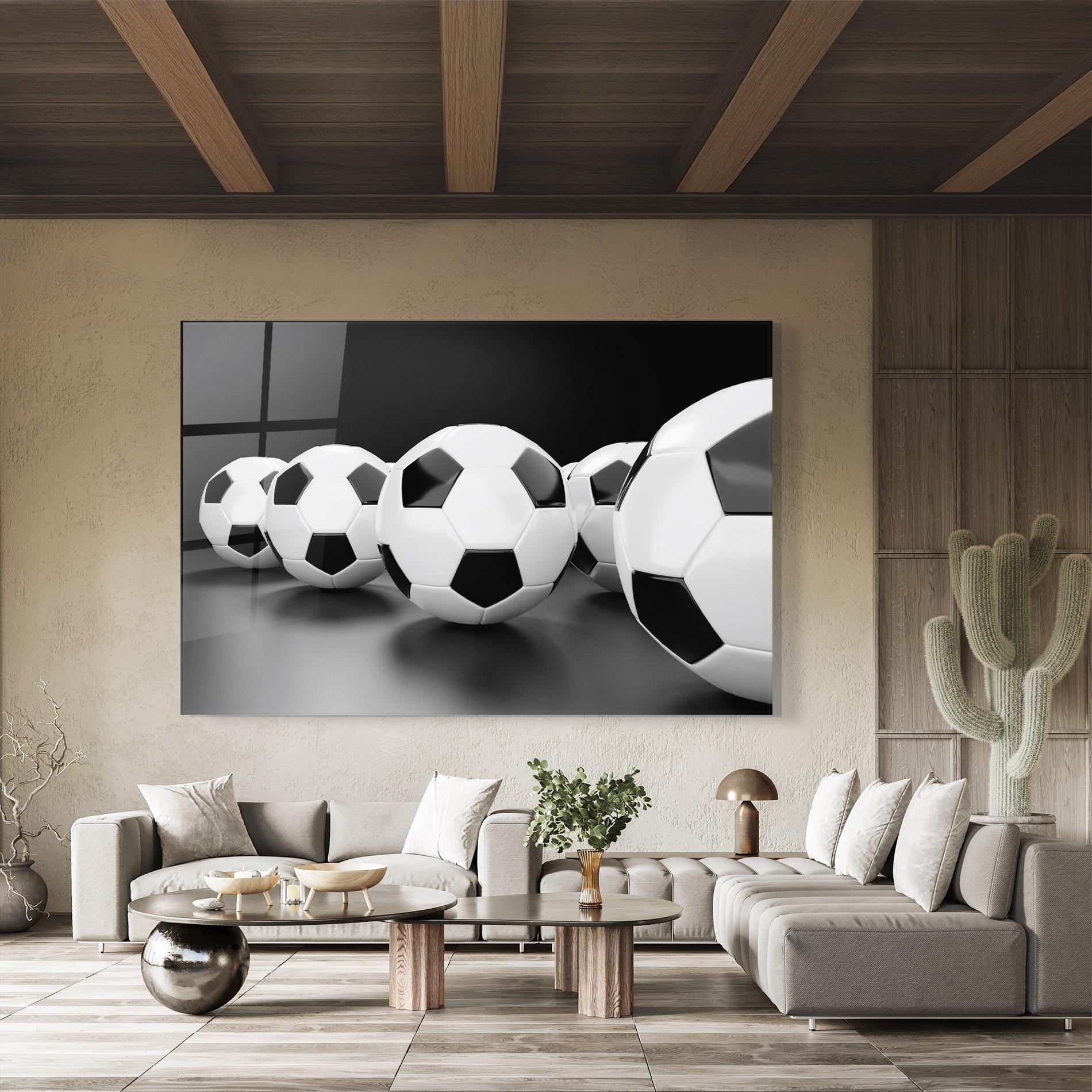 Tablou Sticla Black White Football mockup 8
