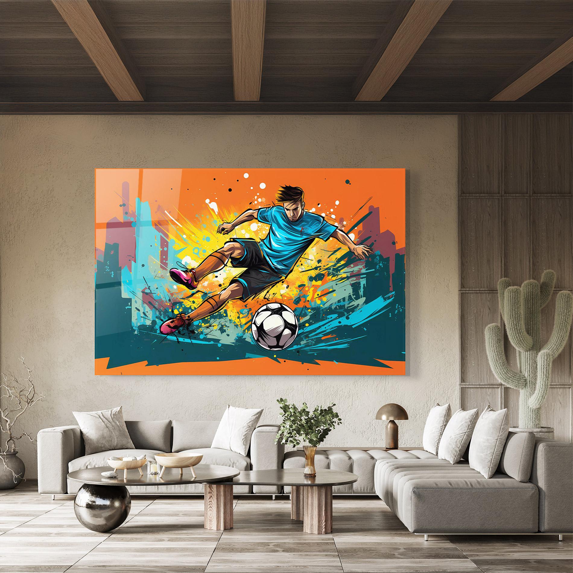 Tablou Sticla Blue Tshirt Football mockup 8