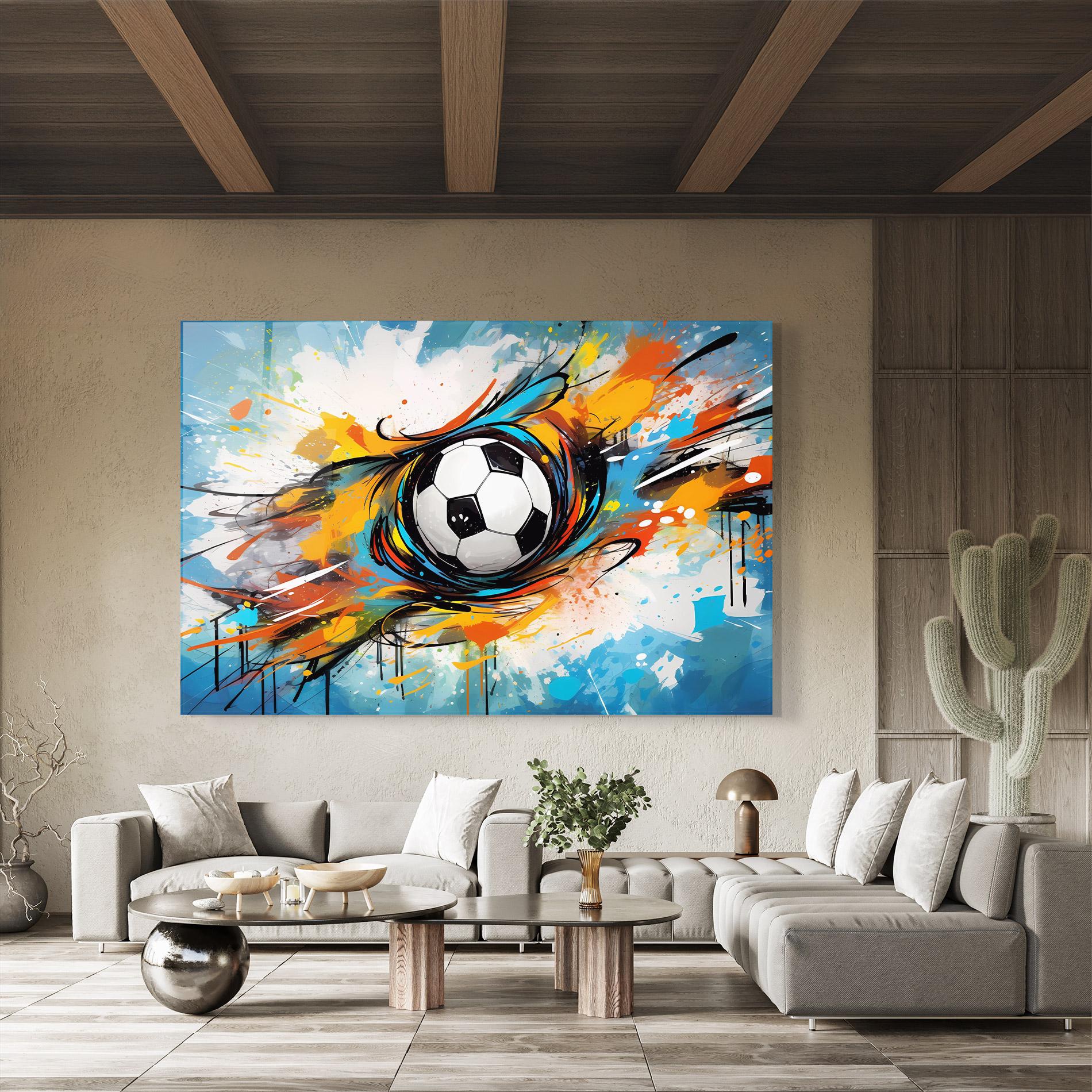Tablou Sticla Football Flight Graffiti mockup 8