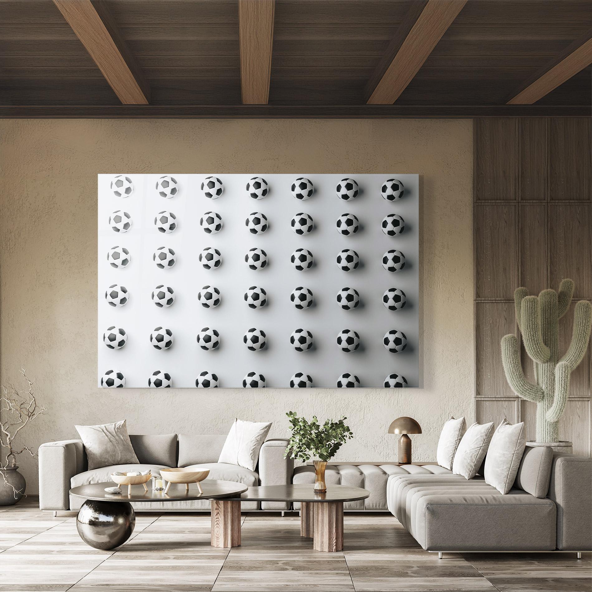 Tablou Sticla Football Pattern mockup 8