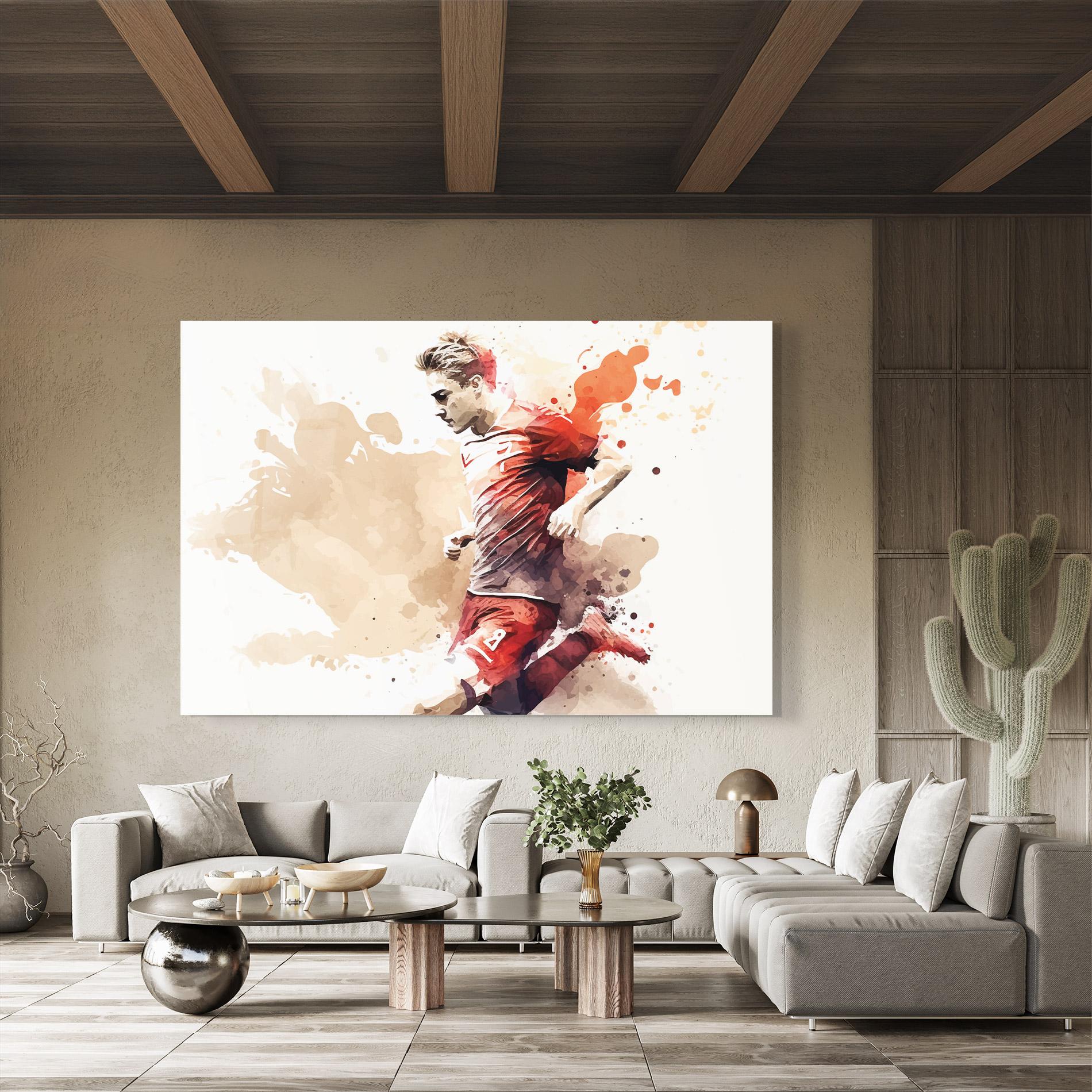 Tablou Sticla Football Red Cream mockup 8