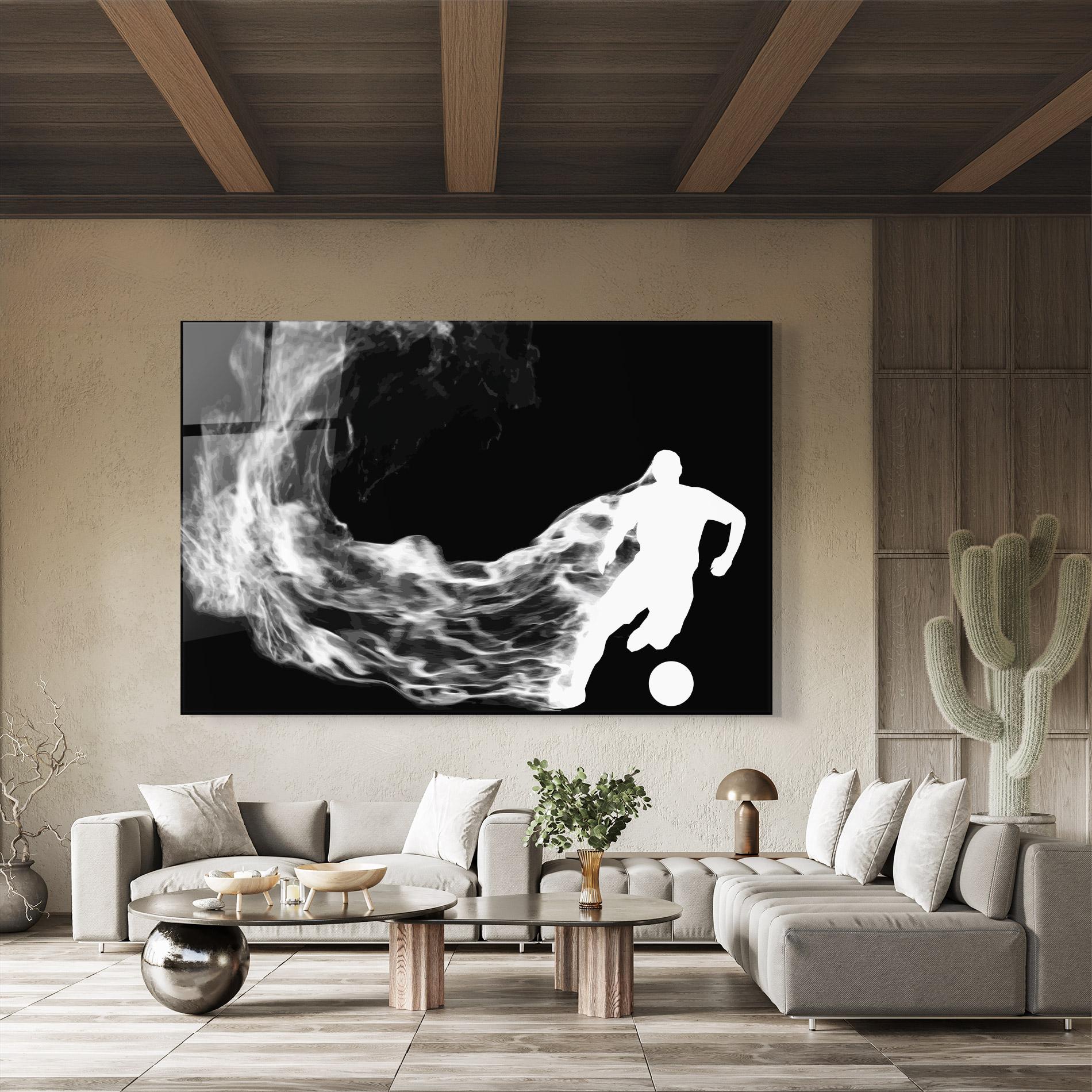 Tablou Sticla Football White Smoke mockup 8