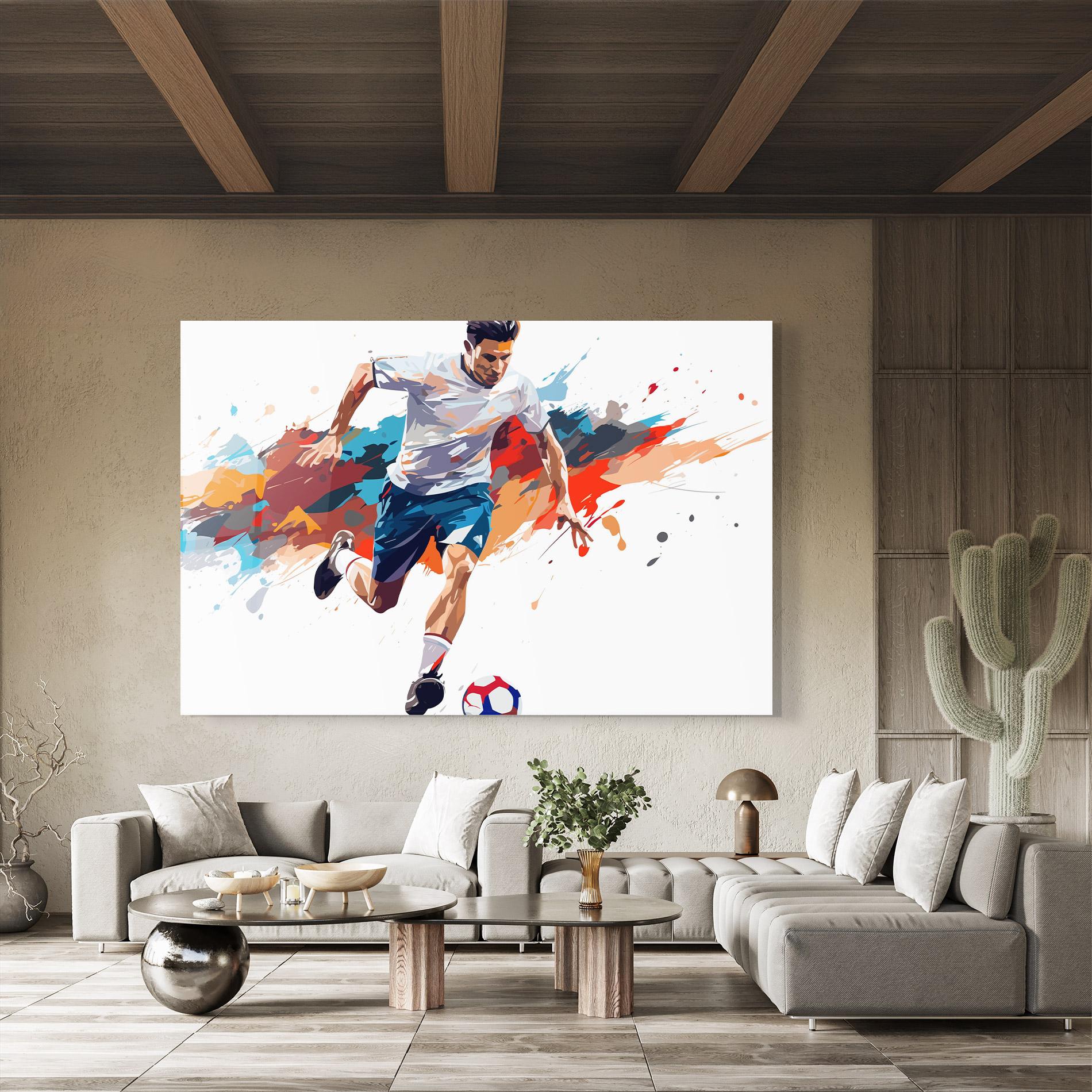 Tablou Sticla Grey Blue Football mockup 8