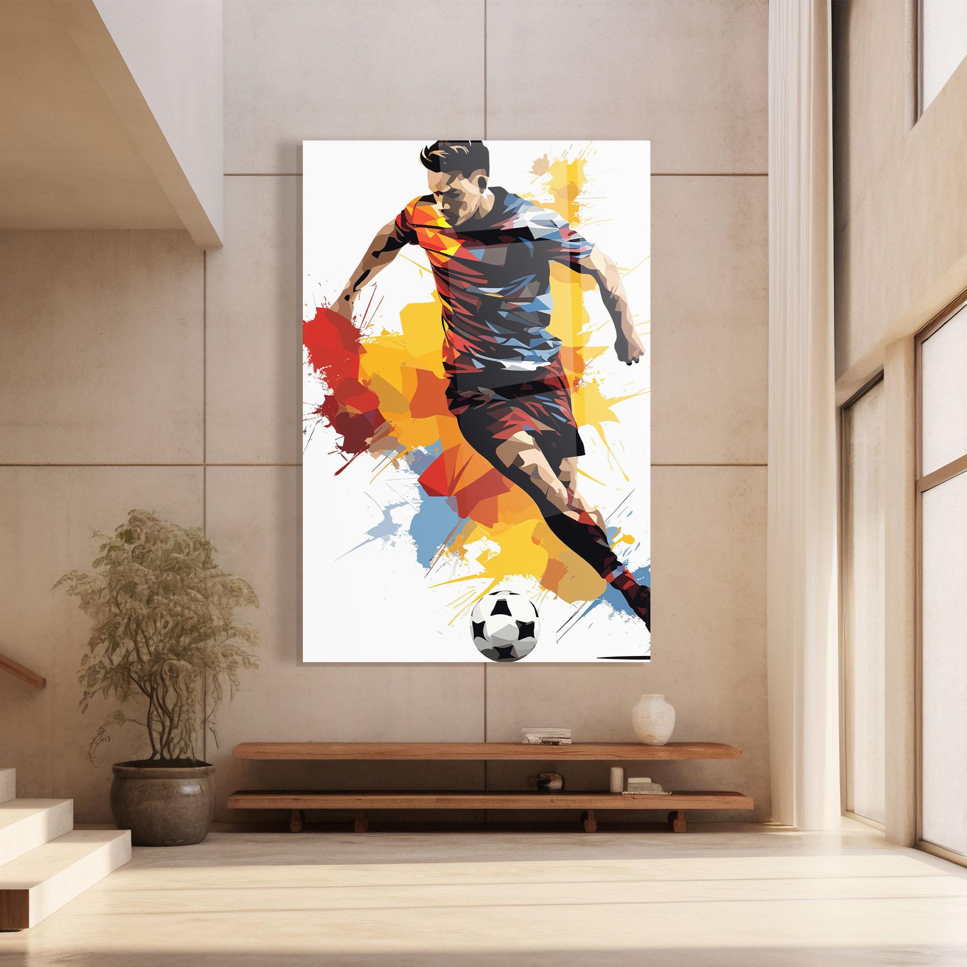Tablou Sticla Yellow Paint Football mockup 8