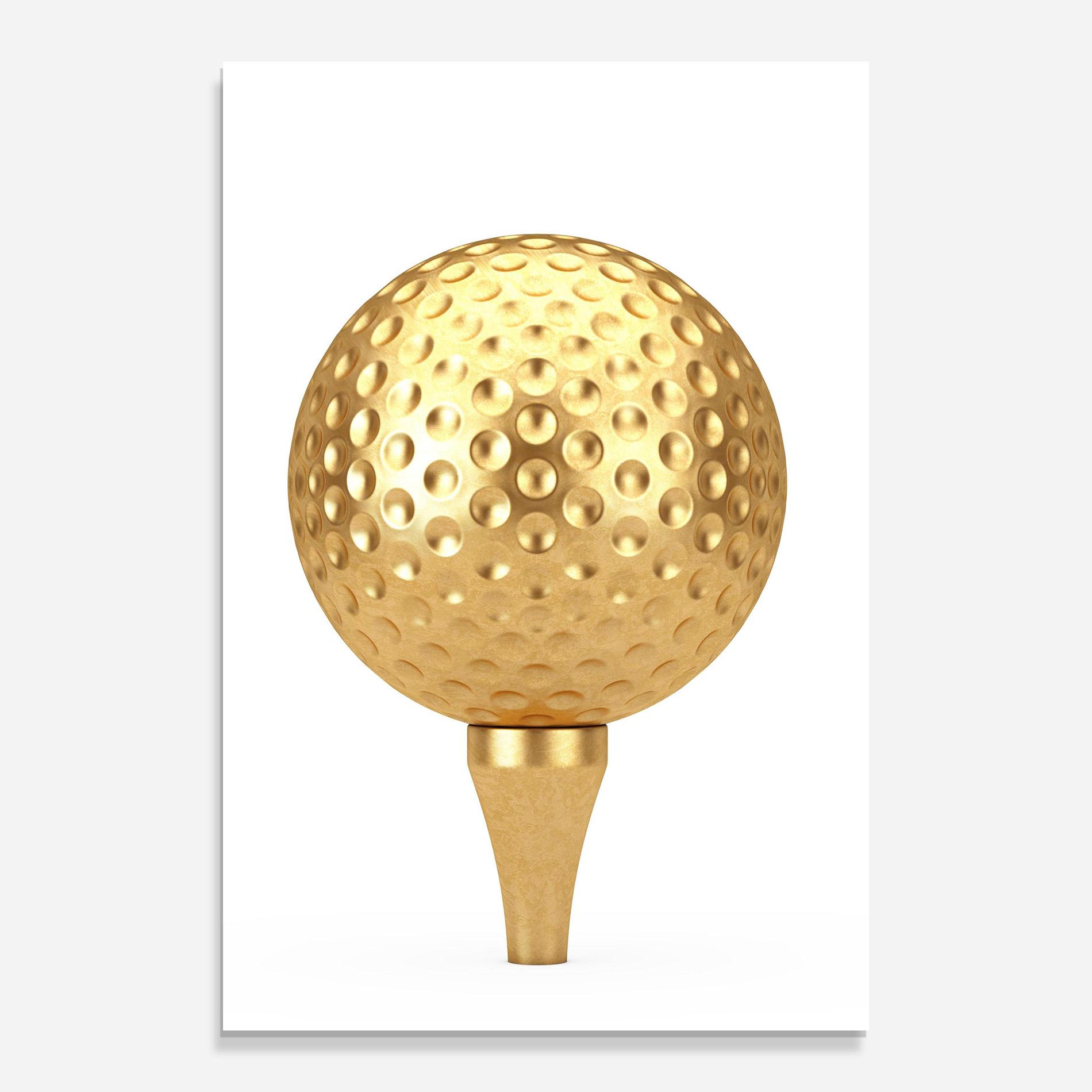 Tablou Sticla Golden Golf Ball mockup 0