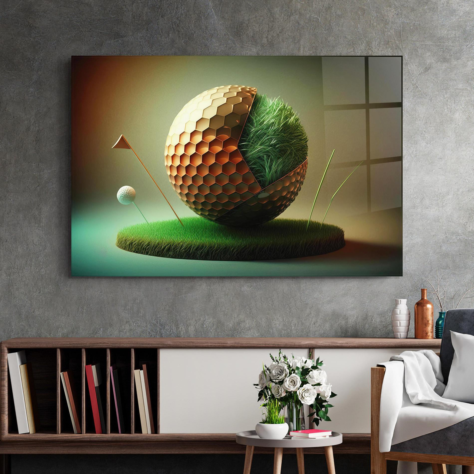 Tablou Sticla Golf Ball 3d Style mockup 2