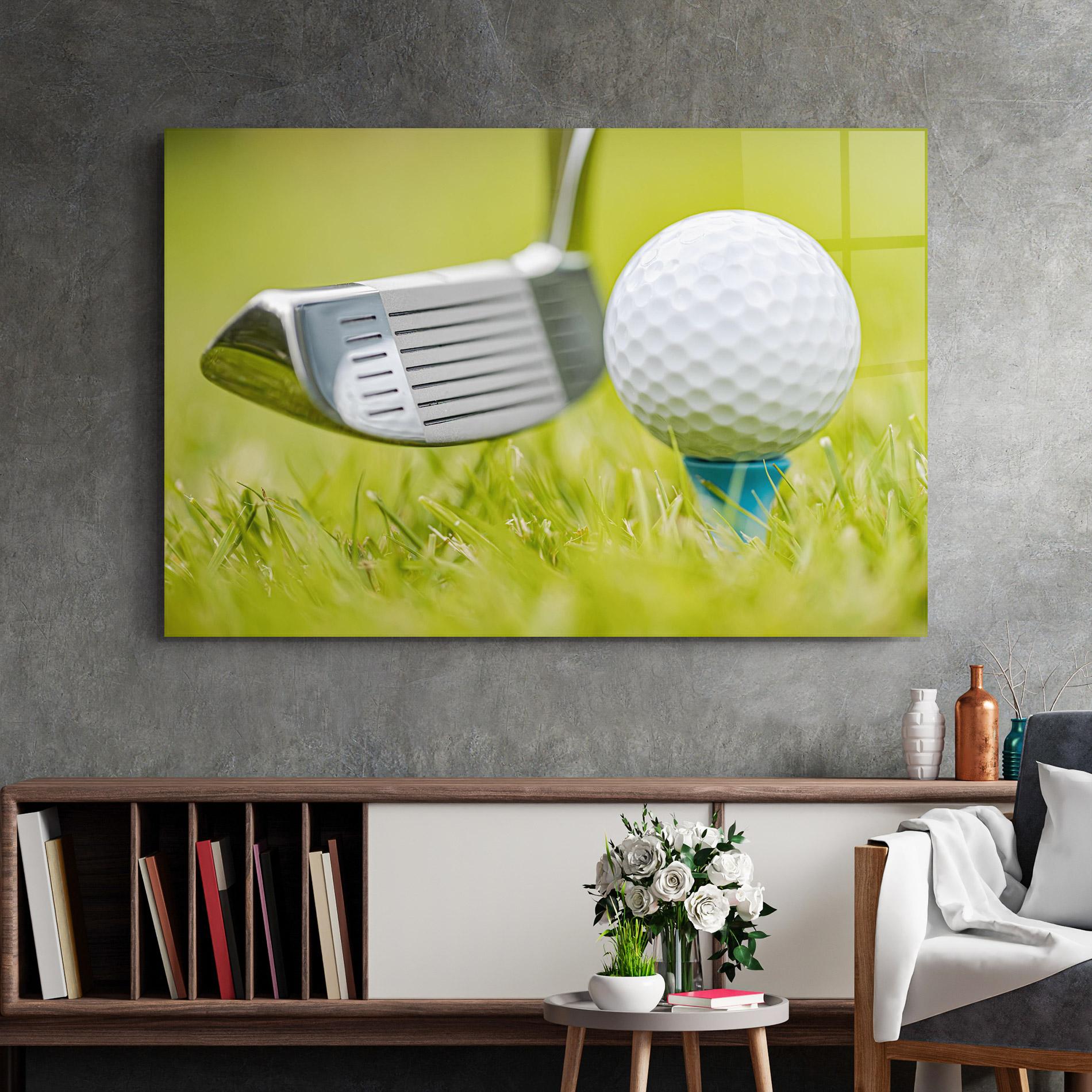 Tablou Sticla Golf Ball Grass mockup 2