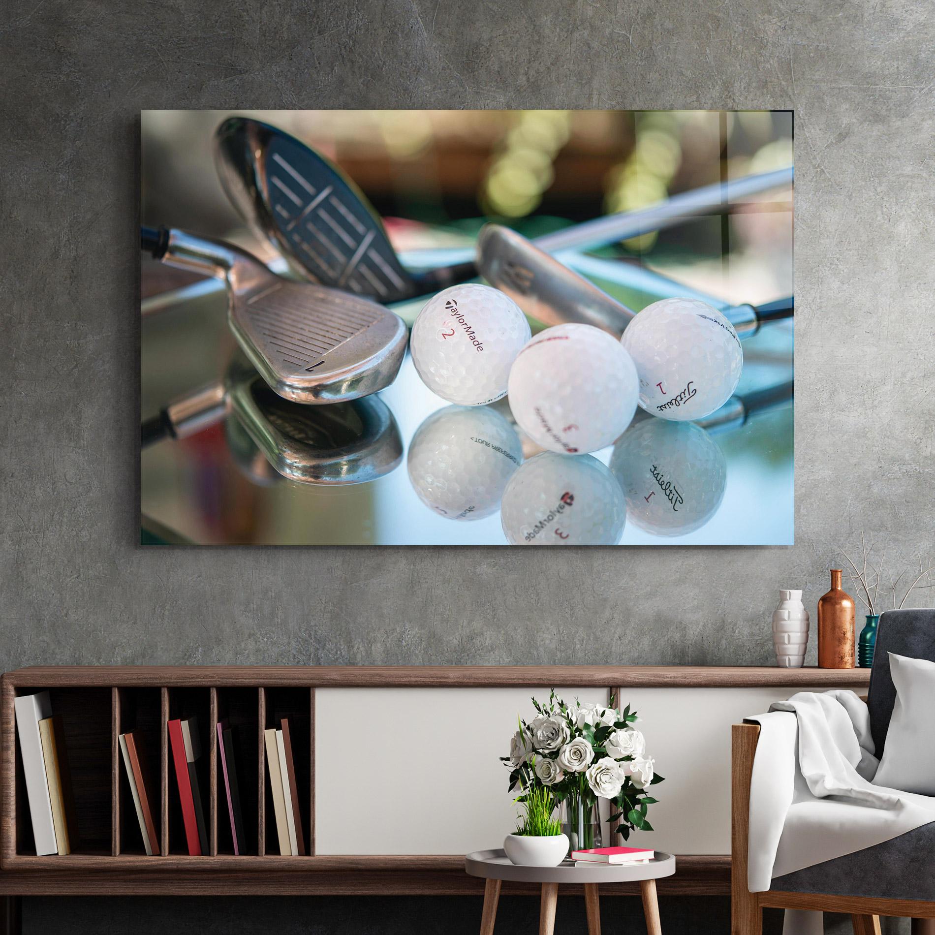 Tablou Sticla Golf Balls Set mockup 2