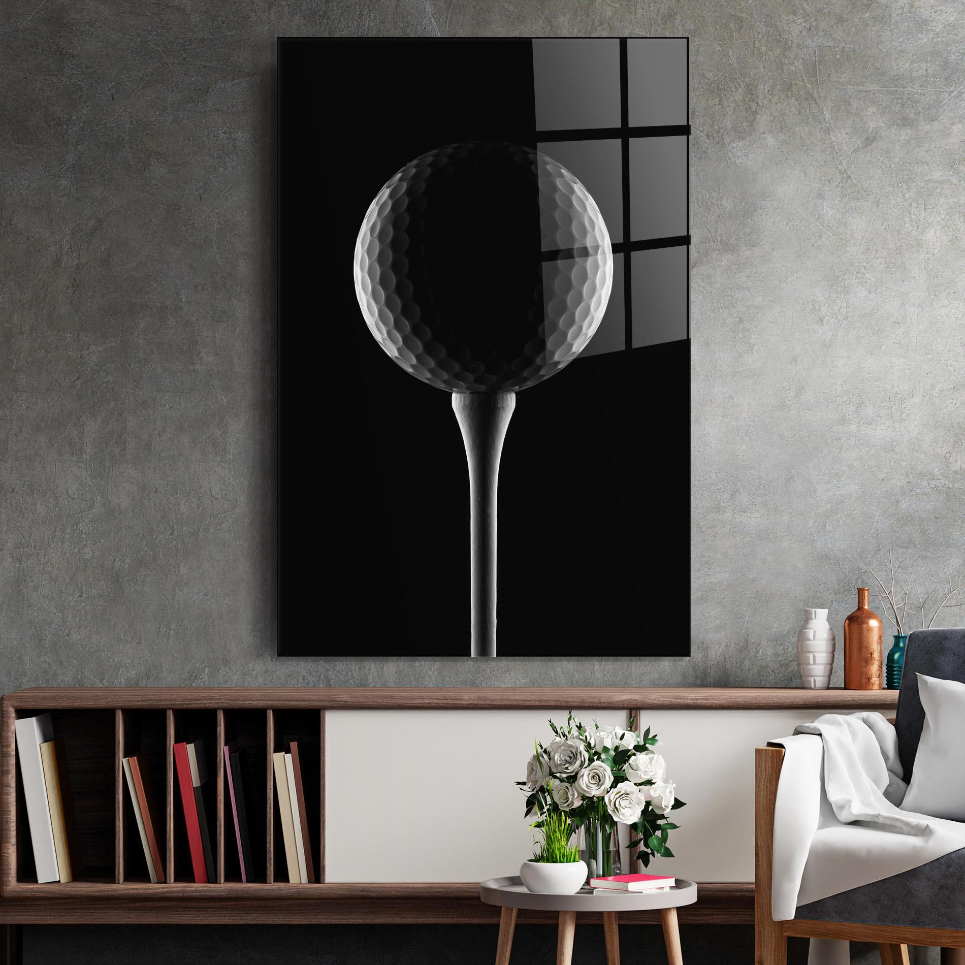 Tablou Sticla Golf Ball Black mockup 2