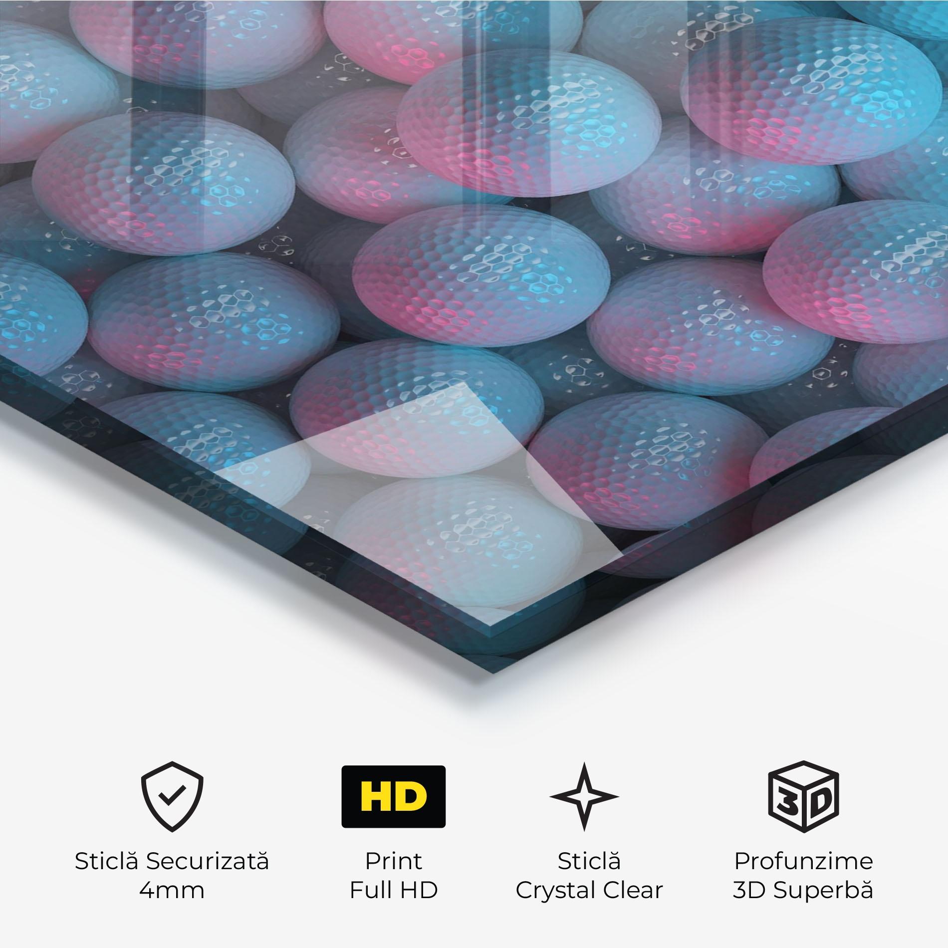 Tablou Sticla Blue Light Golf Ball mockup 3