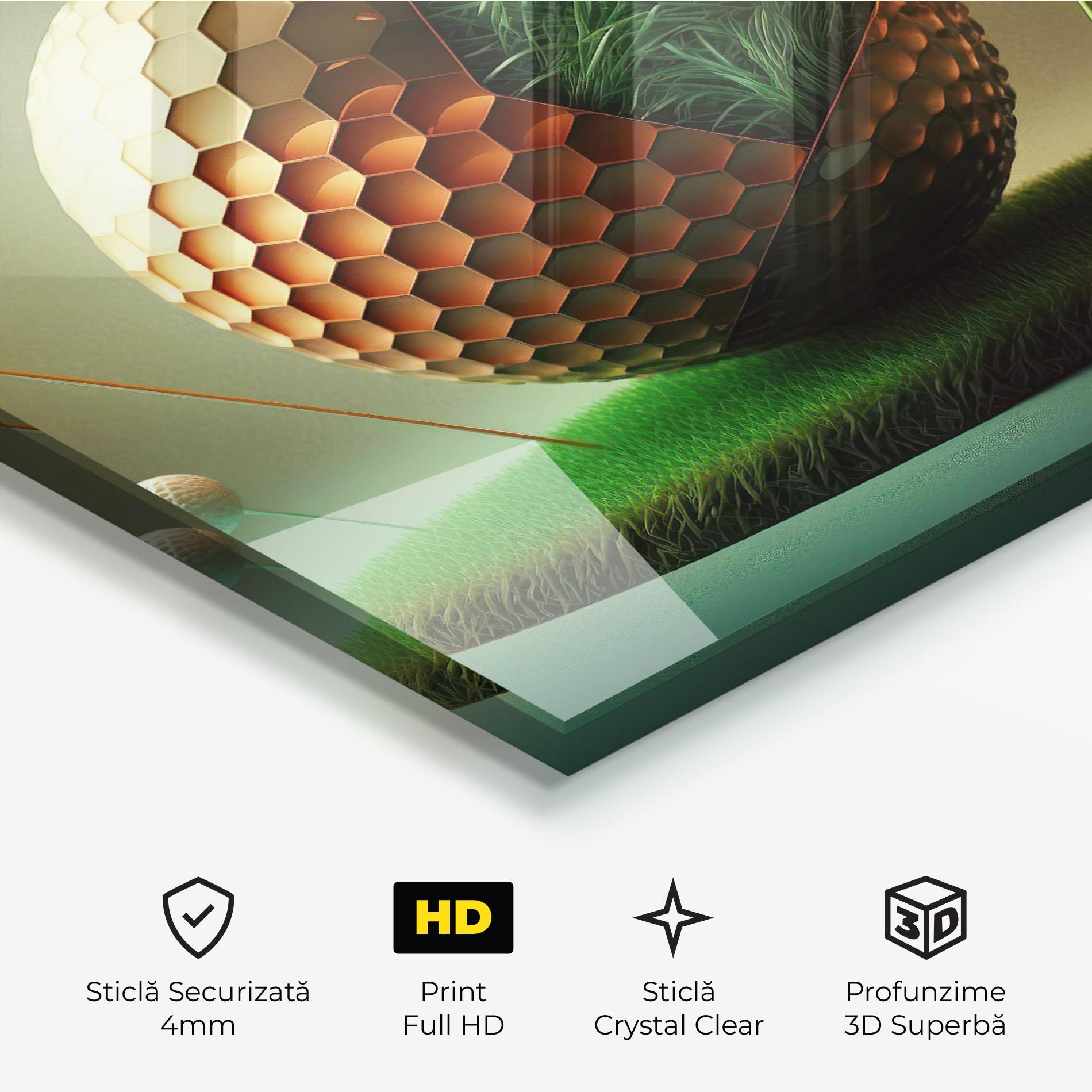 Tablou Sticla Golf Ball 3d Style mockup 3
