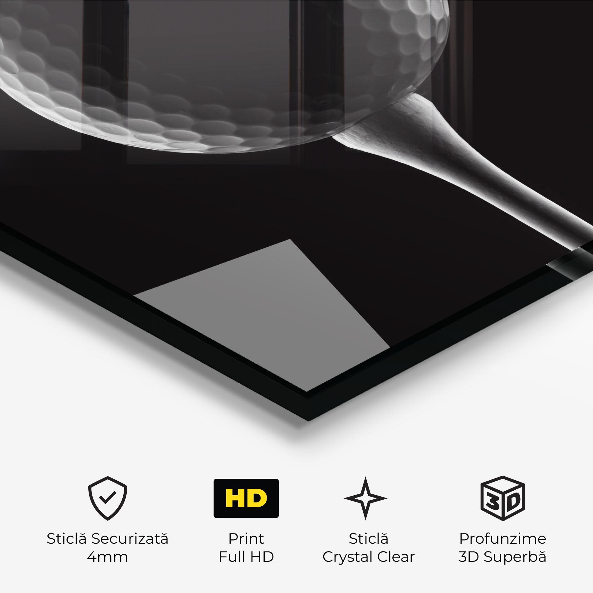 Tablou Sticla Golf Ball Black mockup 3
