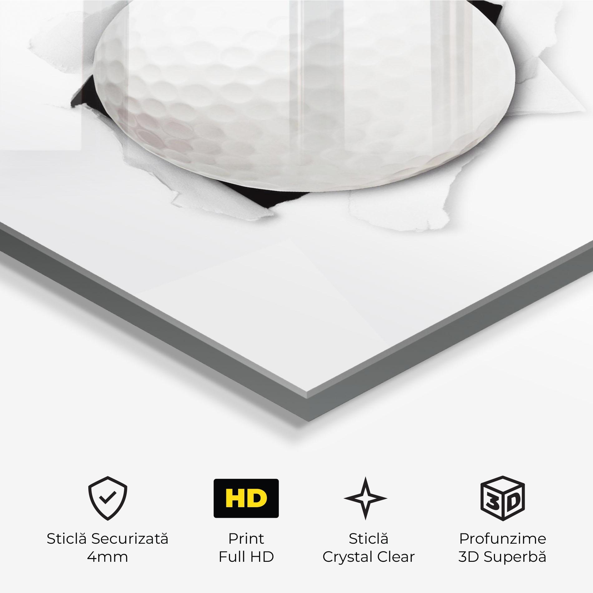 Tablou Sticla Golf Ball Bursting Hole mockup 3