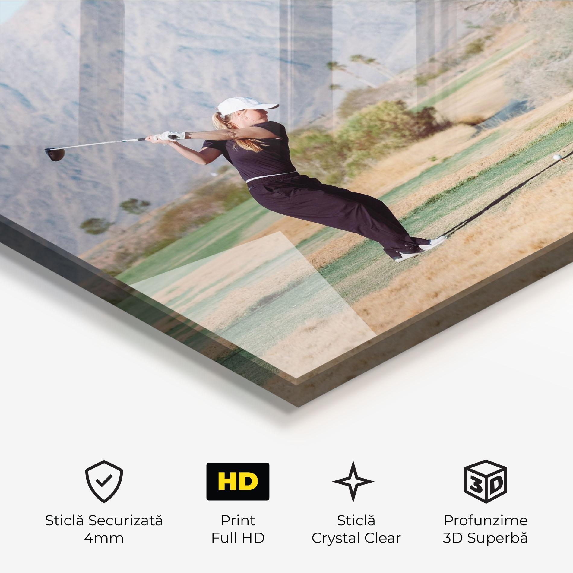 Tablou Sticla Golf Player Woman mockup 3
