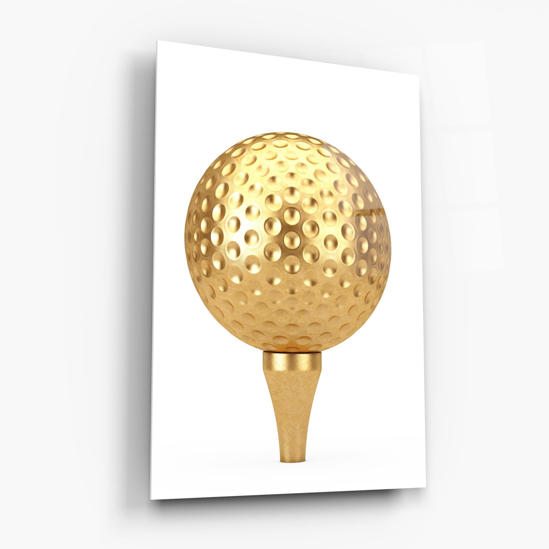 Tablou Sticla Golden Golf Ball mockup 6