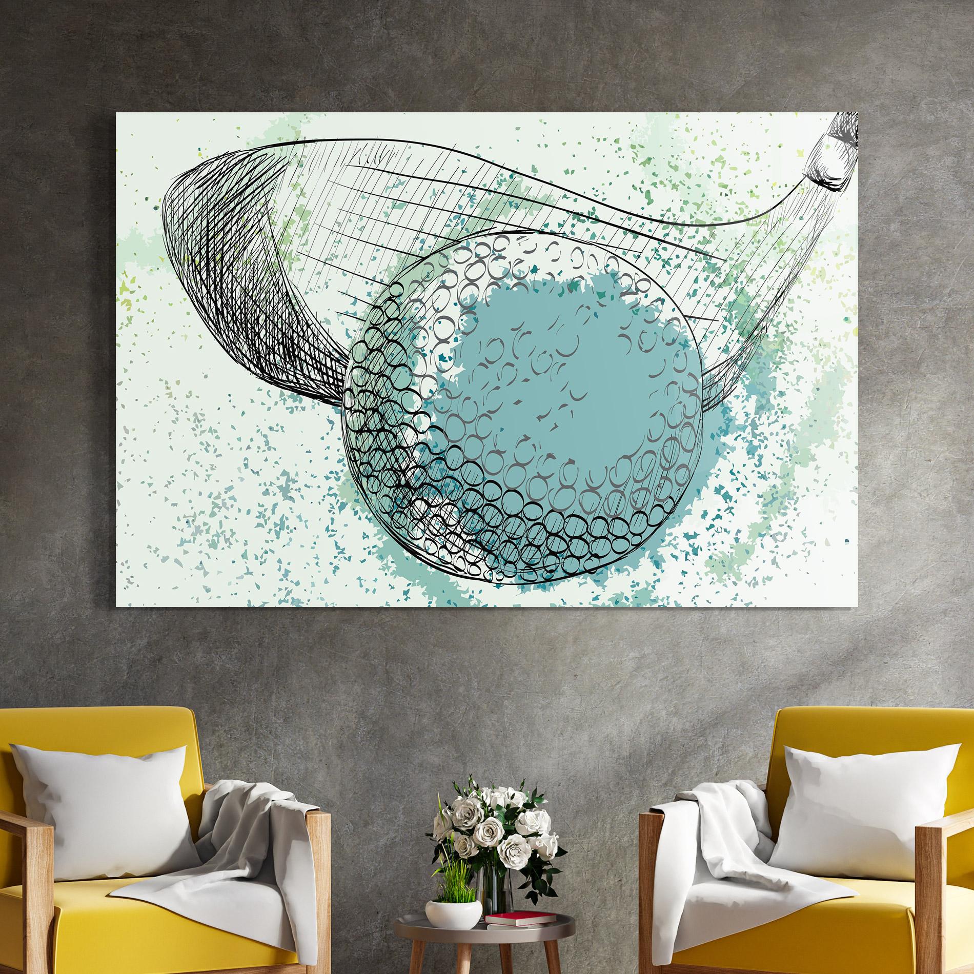 Tablou Sticla Blue Golf mockup 4