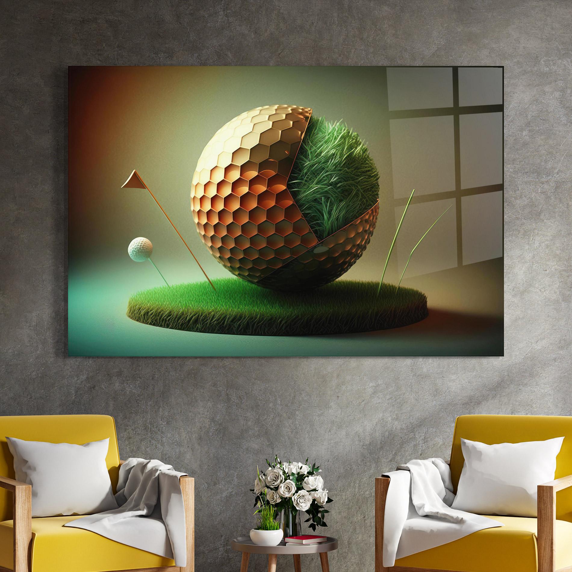 Tablou Sticla Golf Ball 3d Style mockup 4