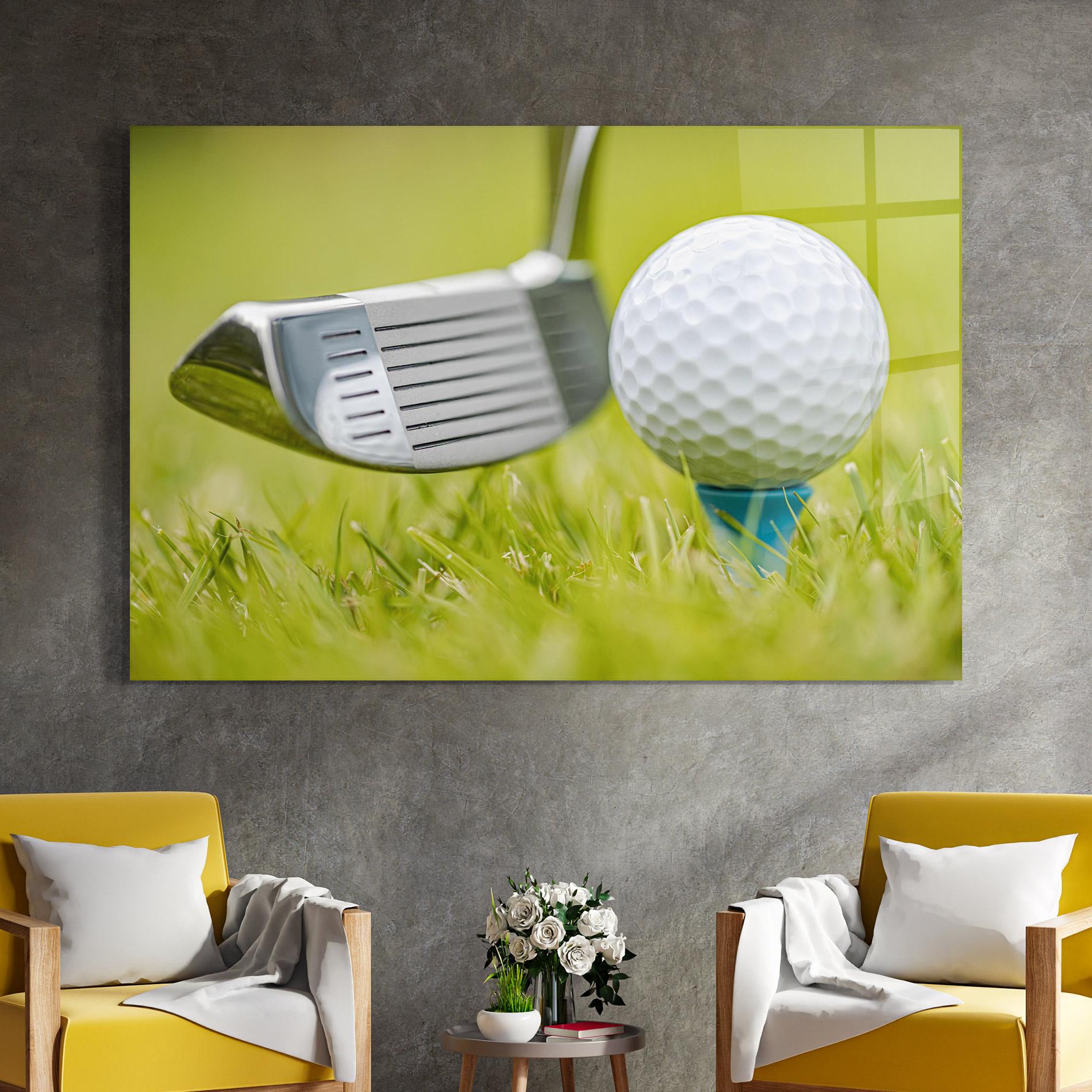 Tablou Sticla Golf Ball Grass mockup 4