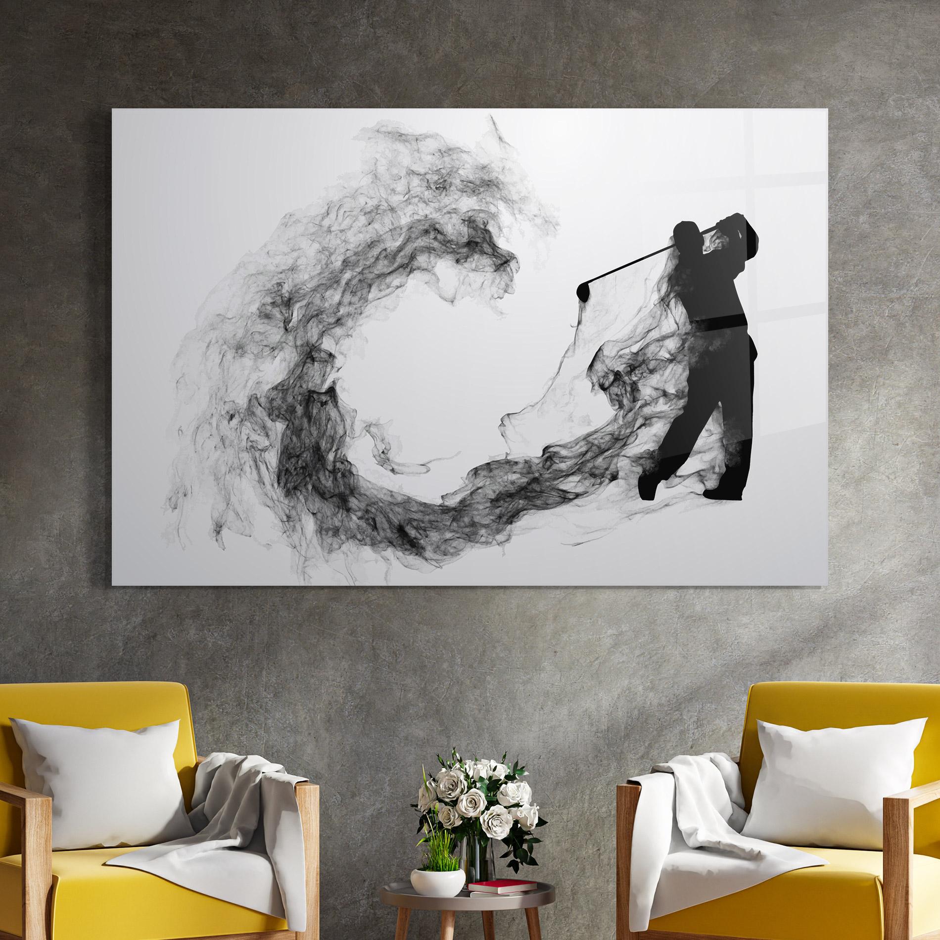 Tablou Sticla Golf Smoke mockup 4