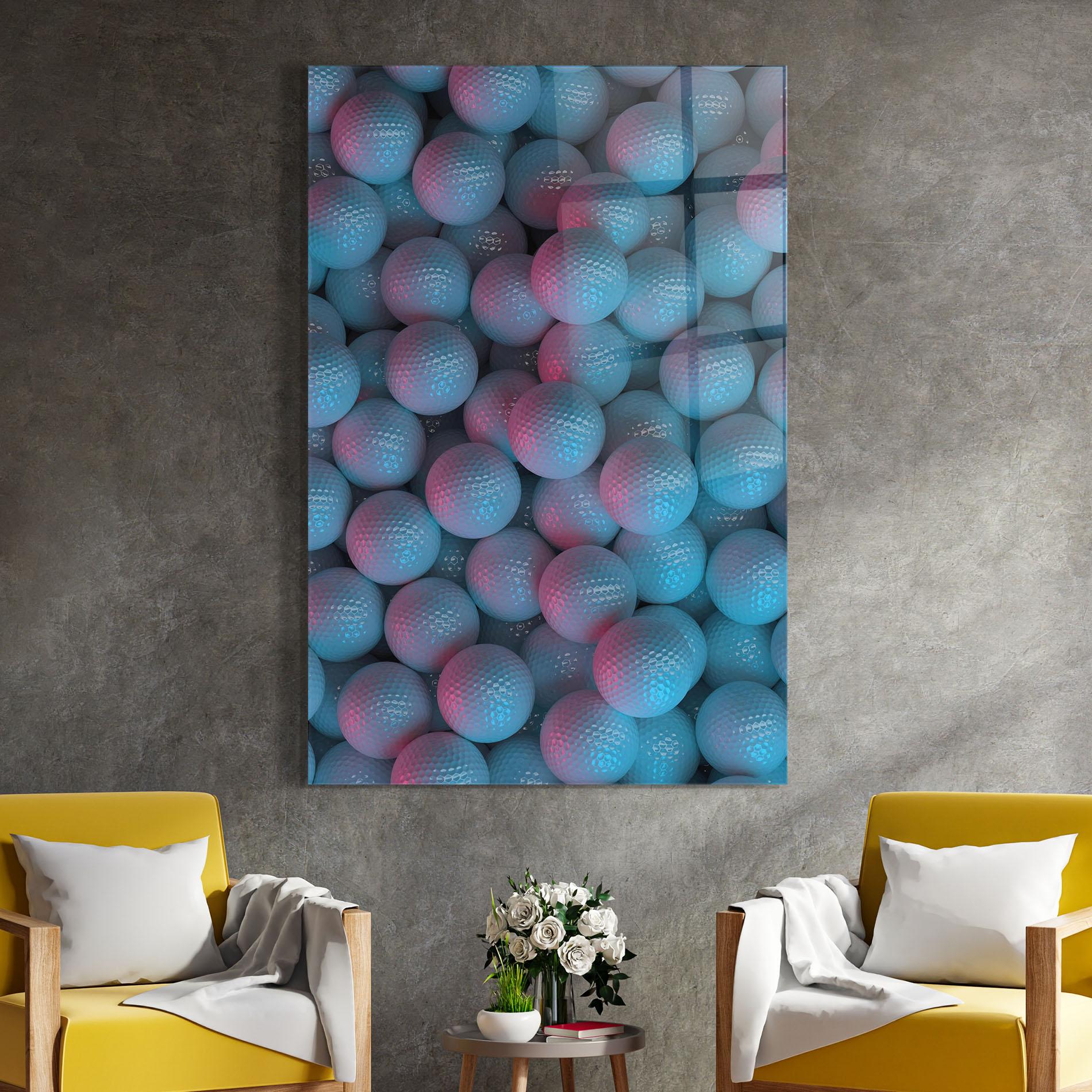 Tablou Sticla Blue Light Golf Ball mockup 4