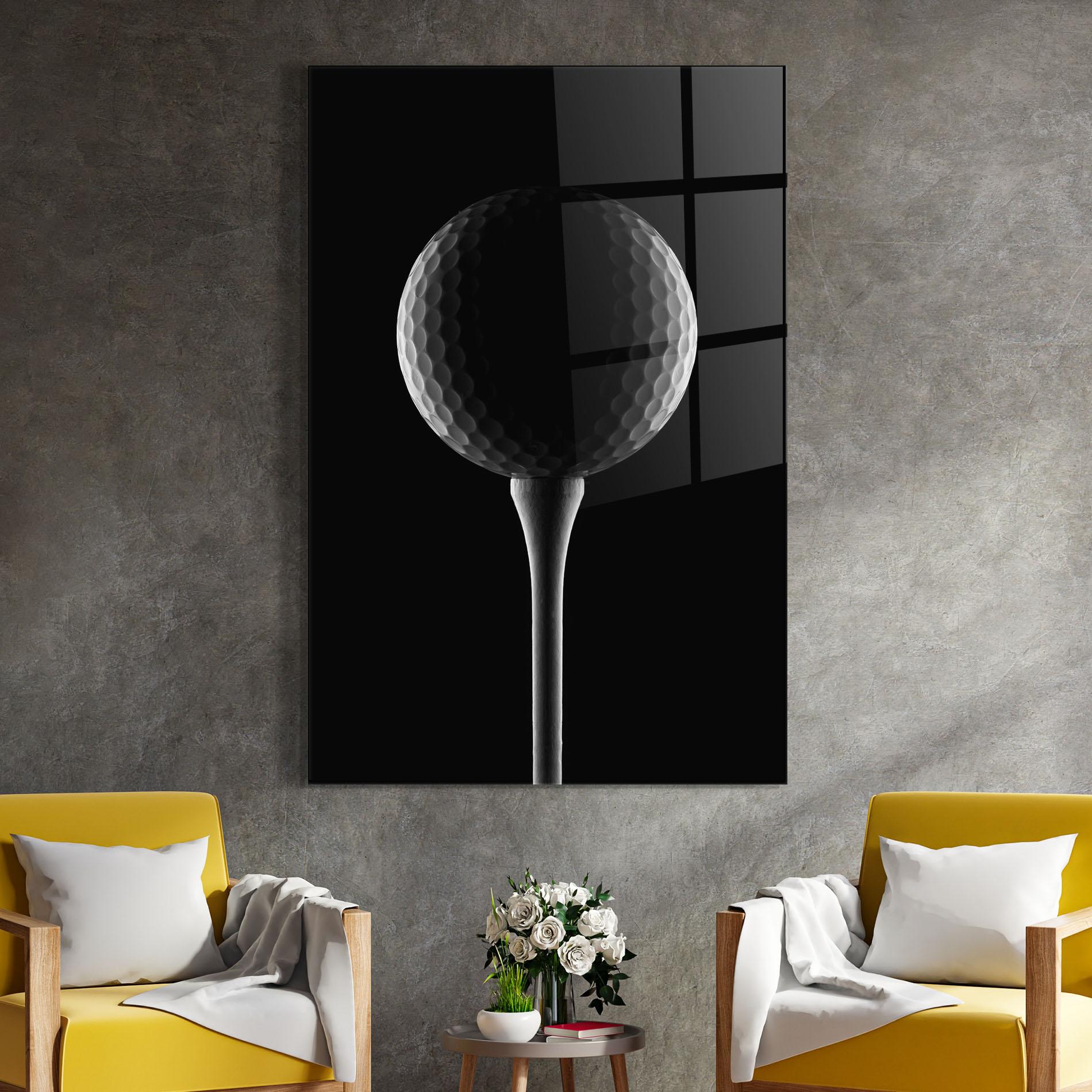 Tablou Sticla Golf Ball Black mockup 4